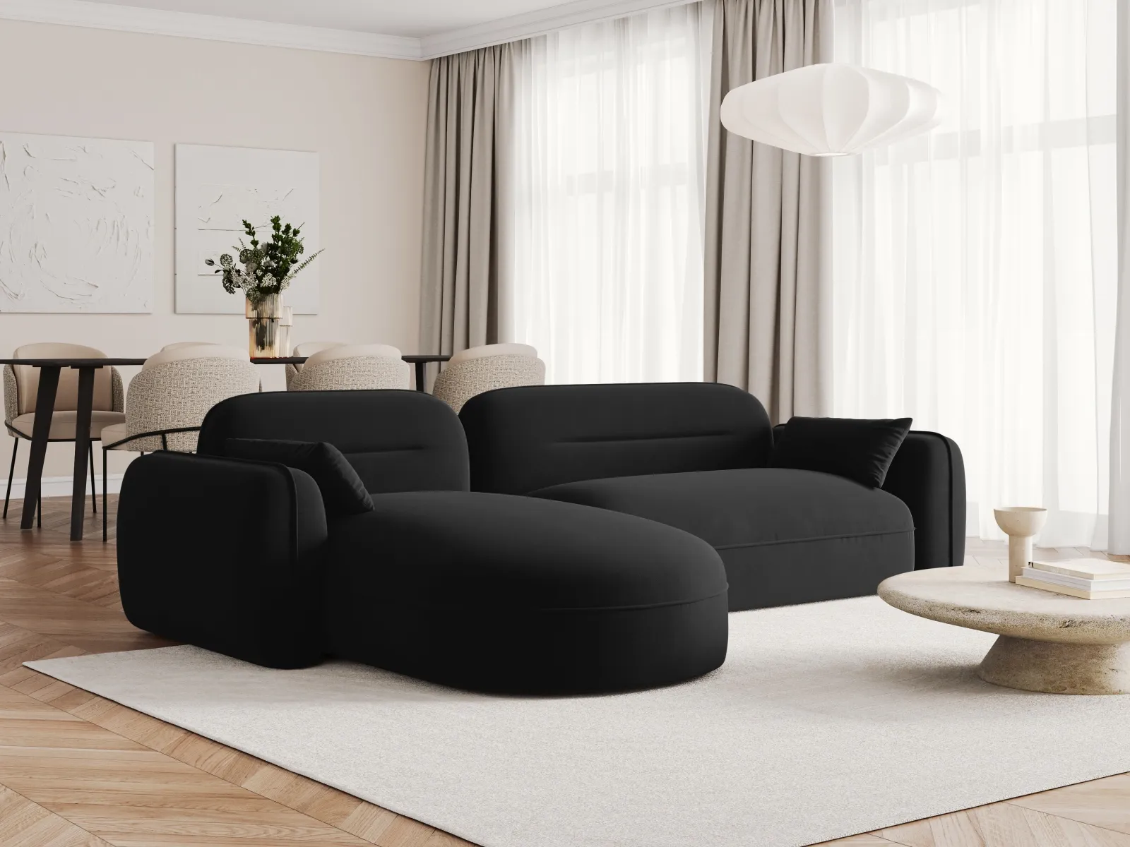 Sydney 4-Sitzer Ecksofa, Linke Seite, aus Samt, 275x165x70 cm - Image 44