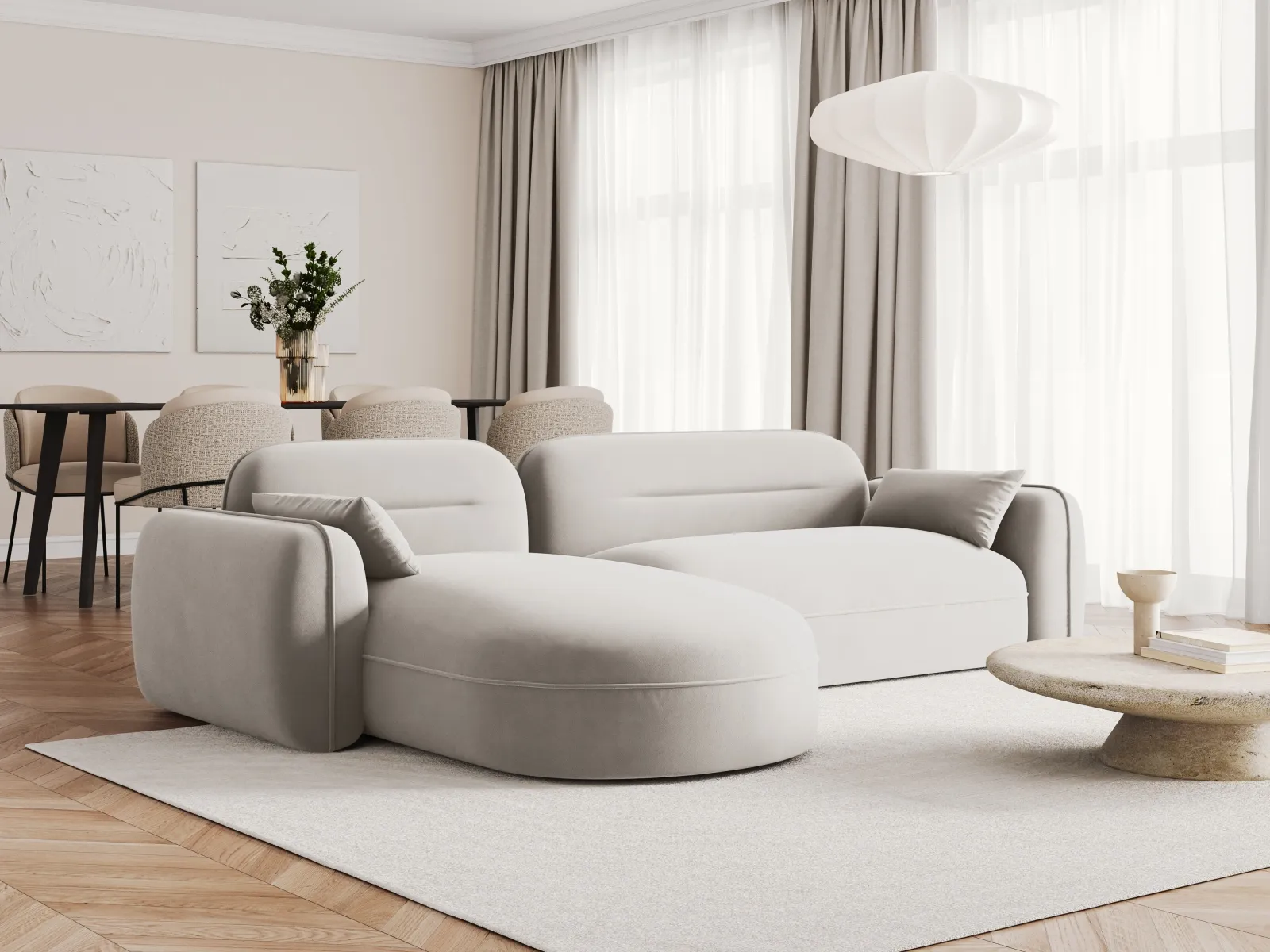Sydney 4-Sitzer Ecksofa, Linke Seite, aus Samt, 275x165x70 cm - Image 8