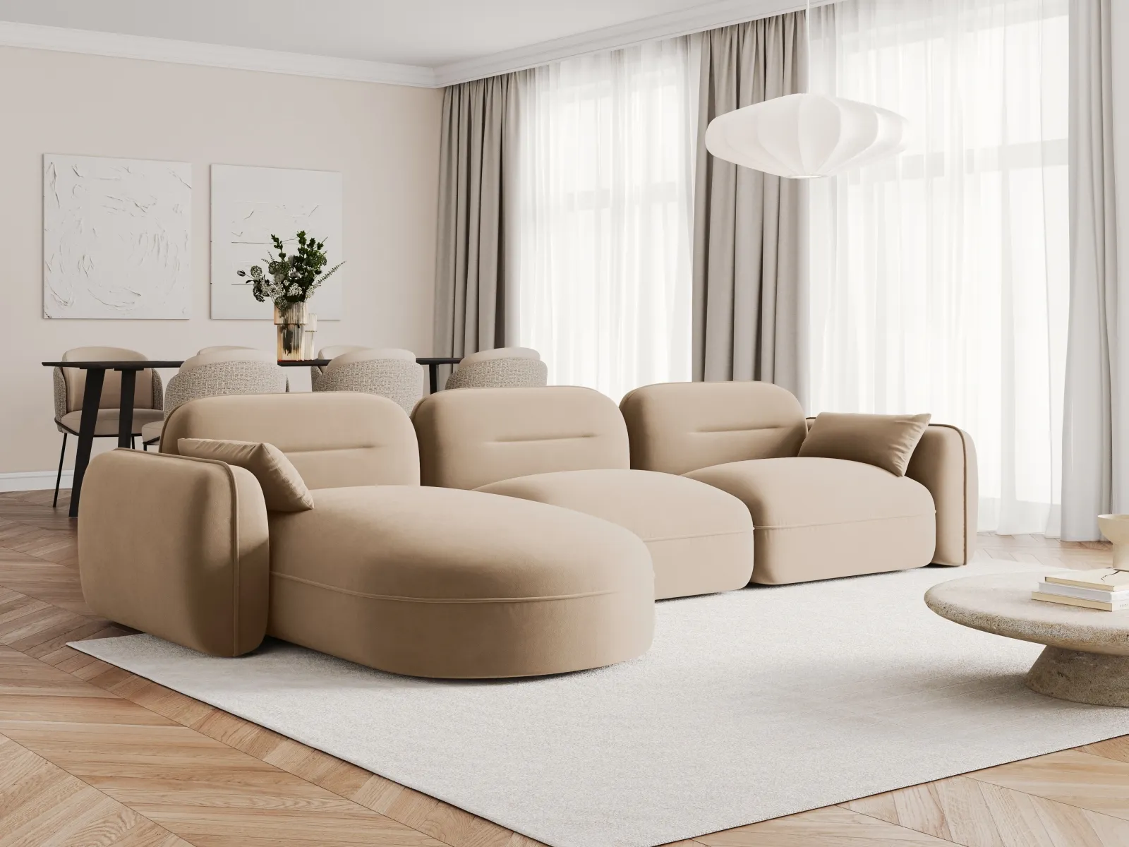 Sydney 4-Sitzer Ecksofa, Linke Seite, aus Samt, 320x165x70 cm - Image 14