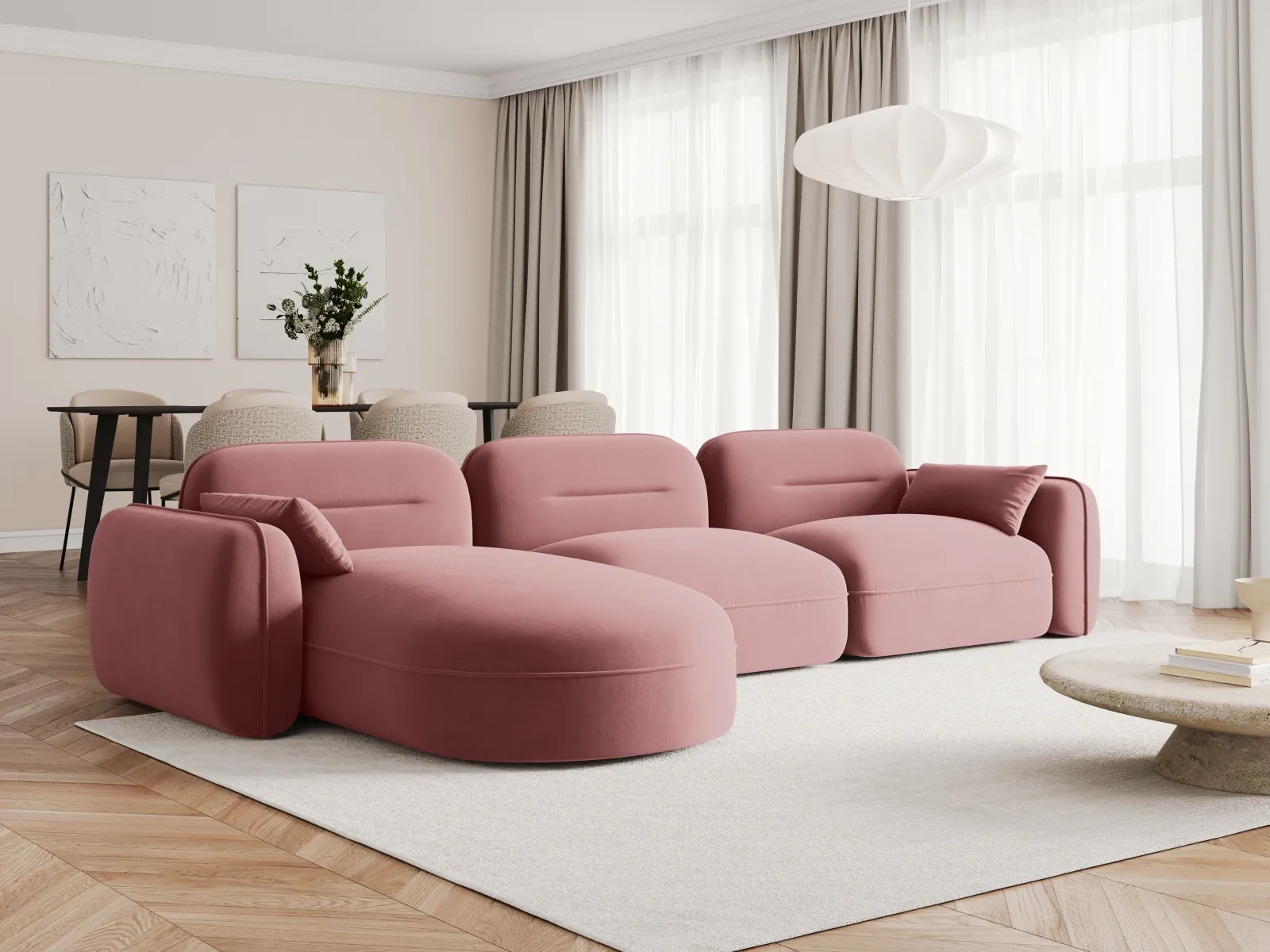 Sydney 4-Sitzer Ecksofa, Linke Seite, aus Samt, 320x165x70 cm - Image 20