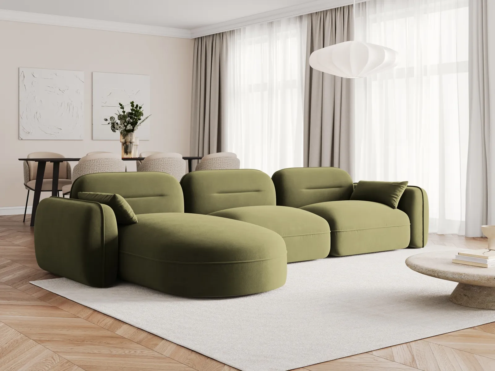 Sydney 4-Sitzer Ecksofa, Linke Seite, aus Samt, 320x165x70 cm - Image 32
