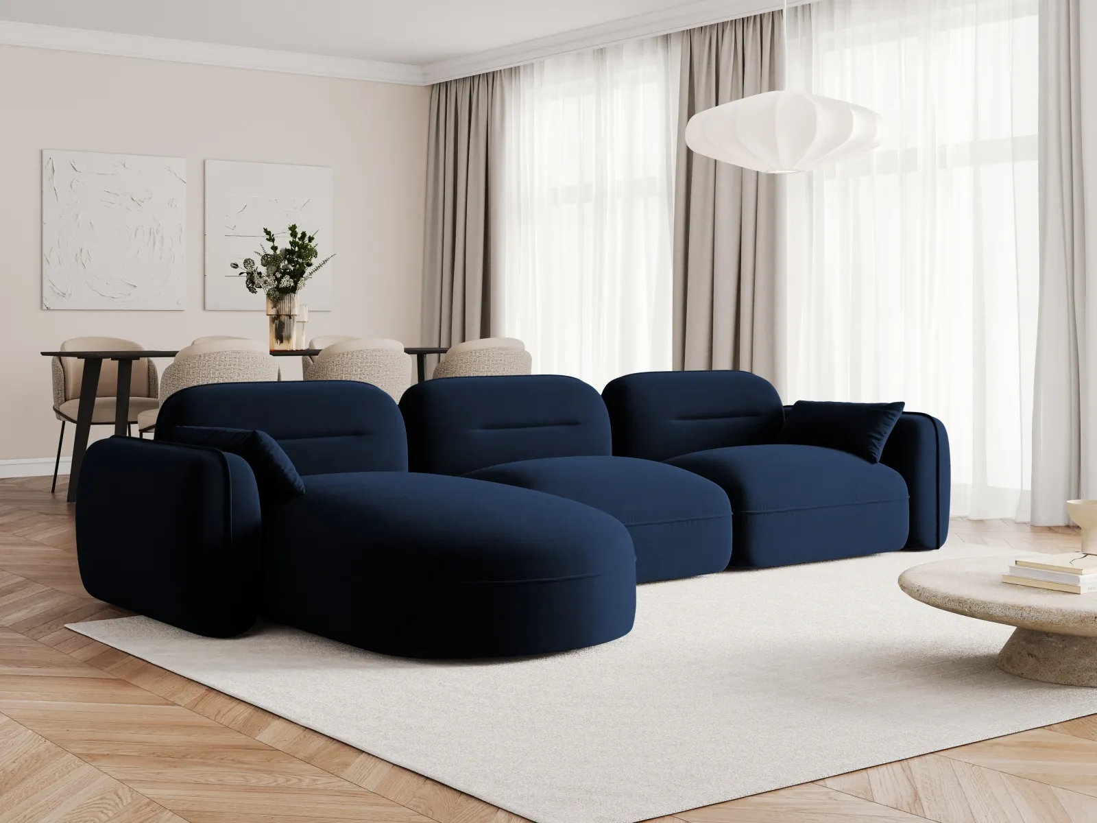Sydney 4-Sitzer Ecksofa, Linke Seite, aus Samt, 320x165x70 cm - Image 38