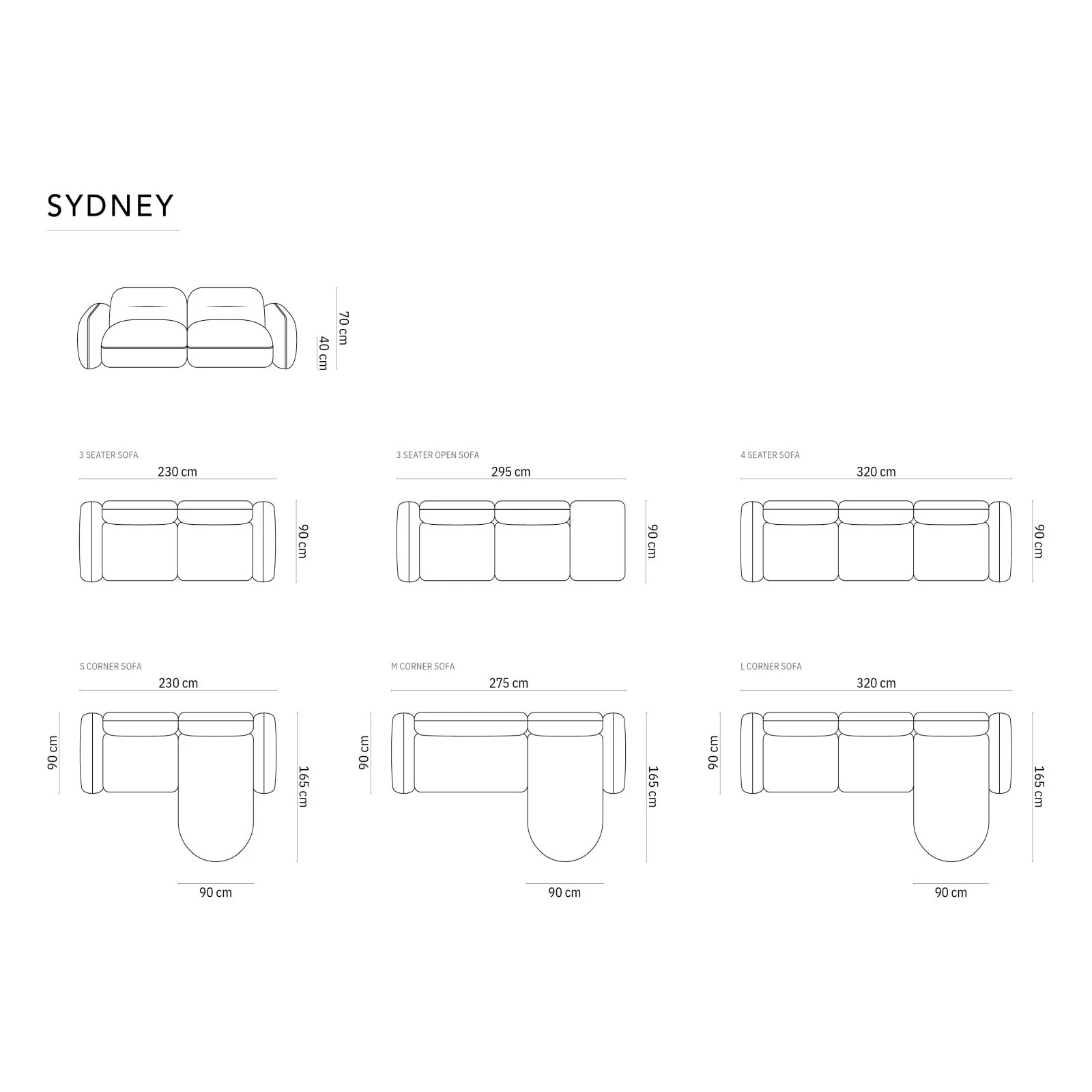 Sydney 4-Sitzer Ecksofa, Linke Seite, aus Samt, 320x165x70 cm - Image 39