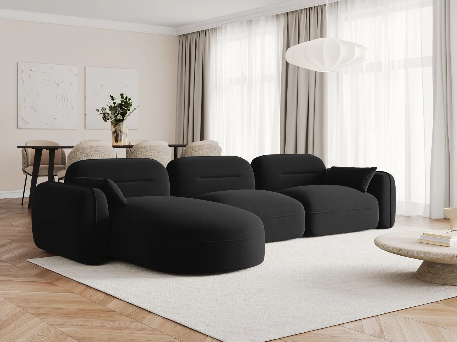 Sydney 4-Sitzer Ecksofa, Linke Seite, aus Samt, 320x165x70 cm - Image 44