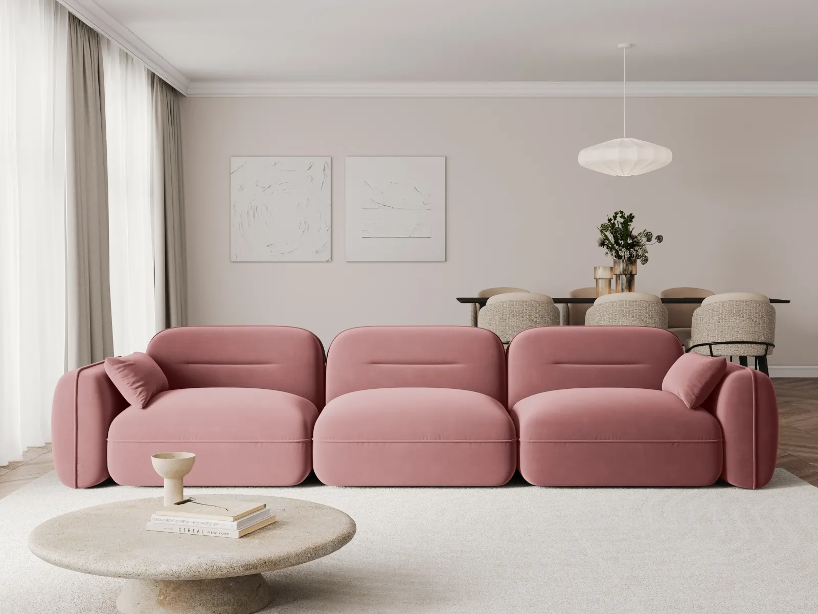 Sydney 4-Sitzer Sofa aus Samt, 320x90x70 cm - Image 20