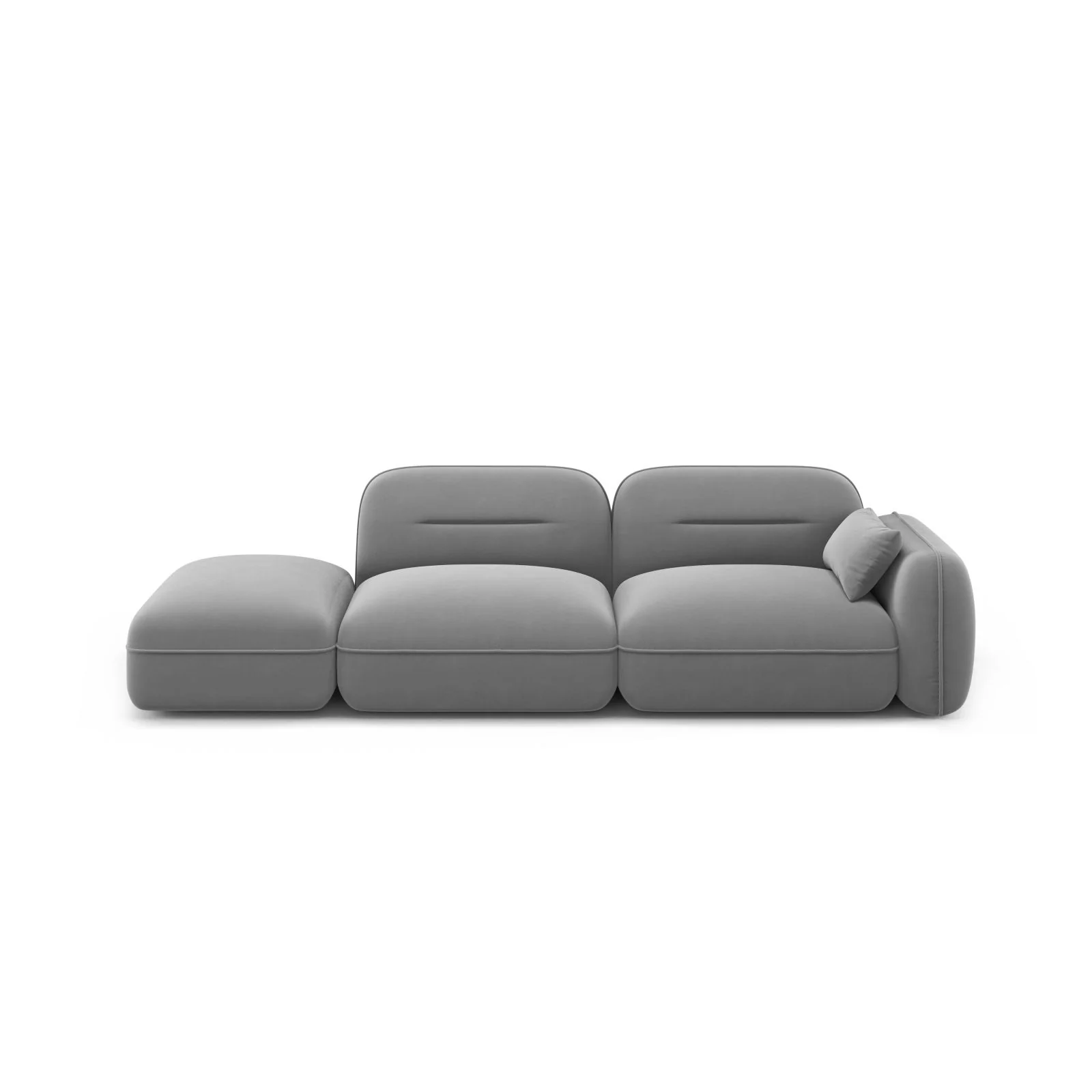 Sydney Modulares 3-Sitzer Sofa, Linke Seite, aus Samt, 295x90 cm