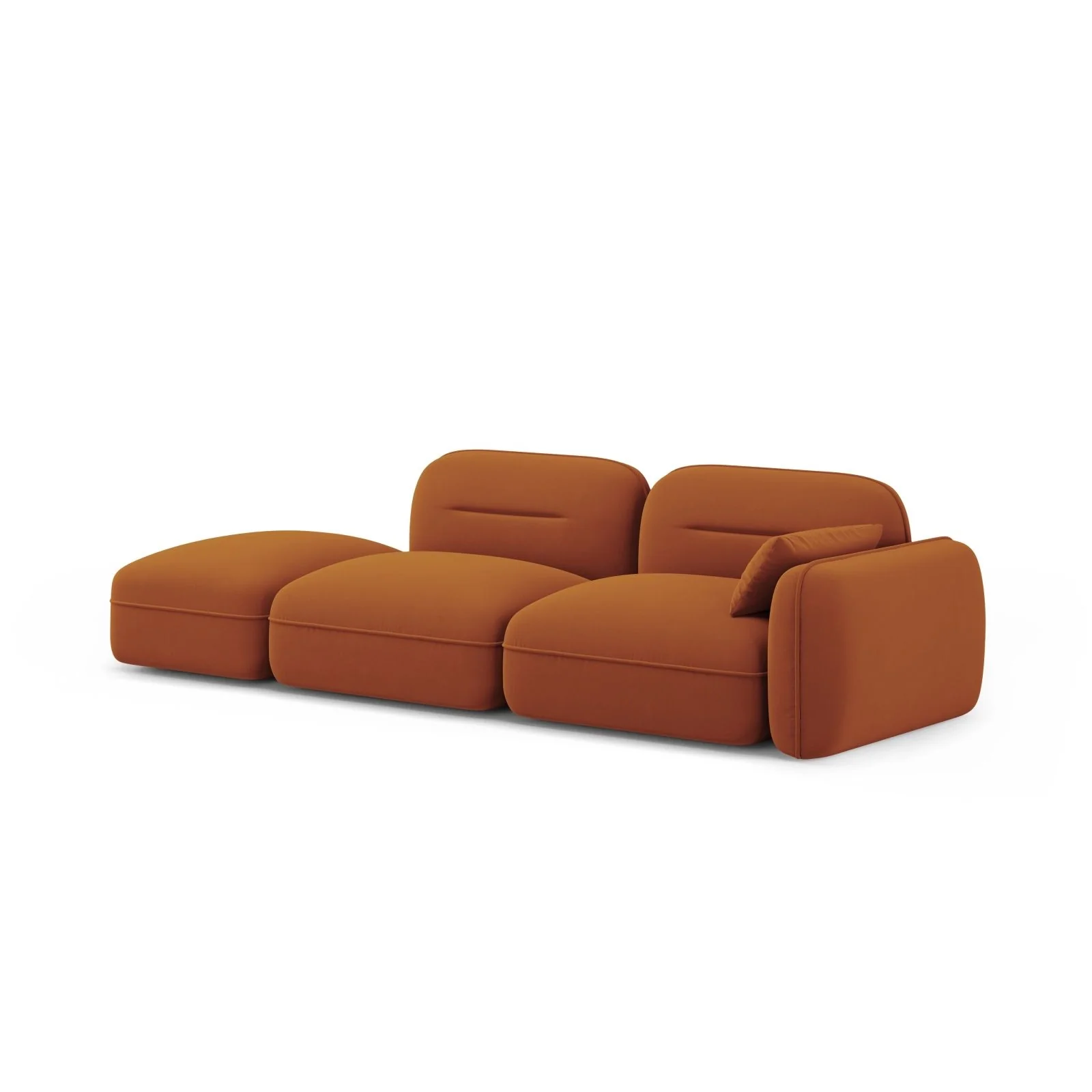 Sydney Modulares 3-Sitzer Sofa, Linke Seite, aus Samt, 295x90 cm - Image 28