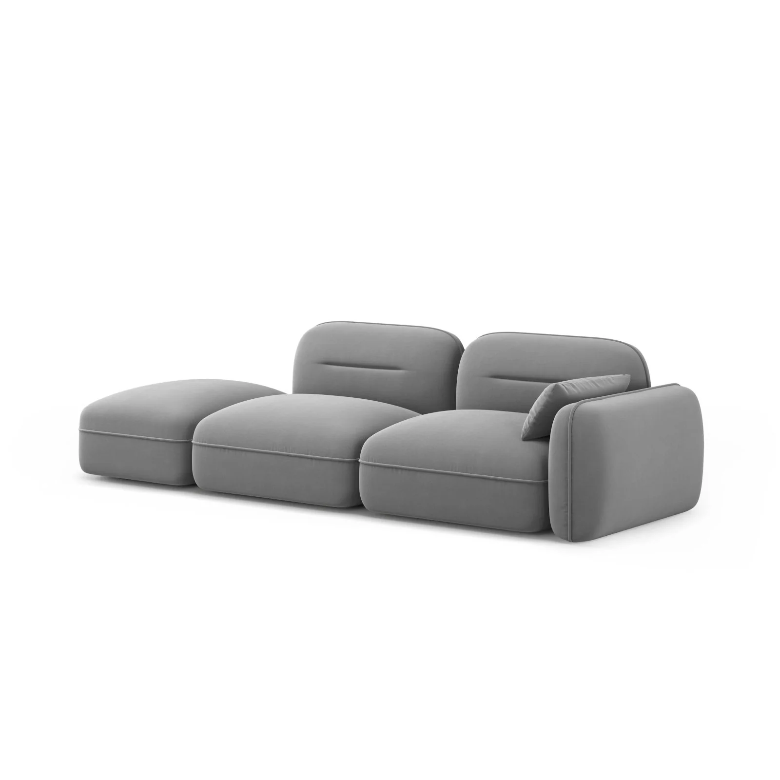 Sydney Modulares 3-Sitzer Sofa, Linke Seite, aus Samt, 295x90 cm - Image 4