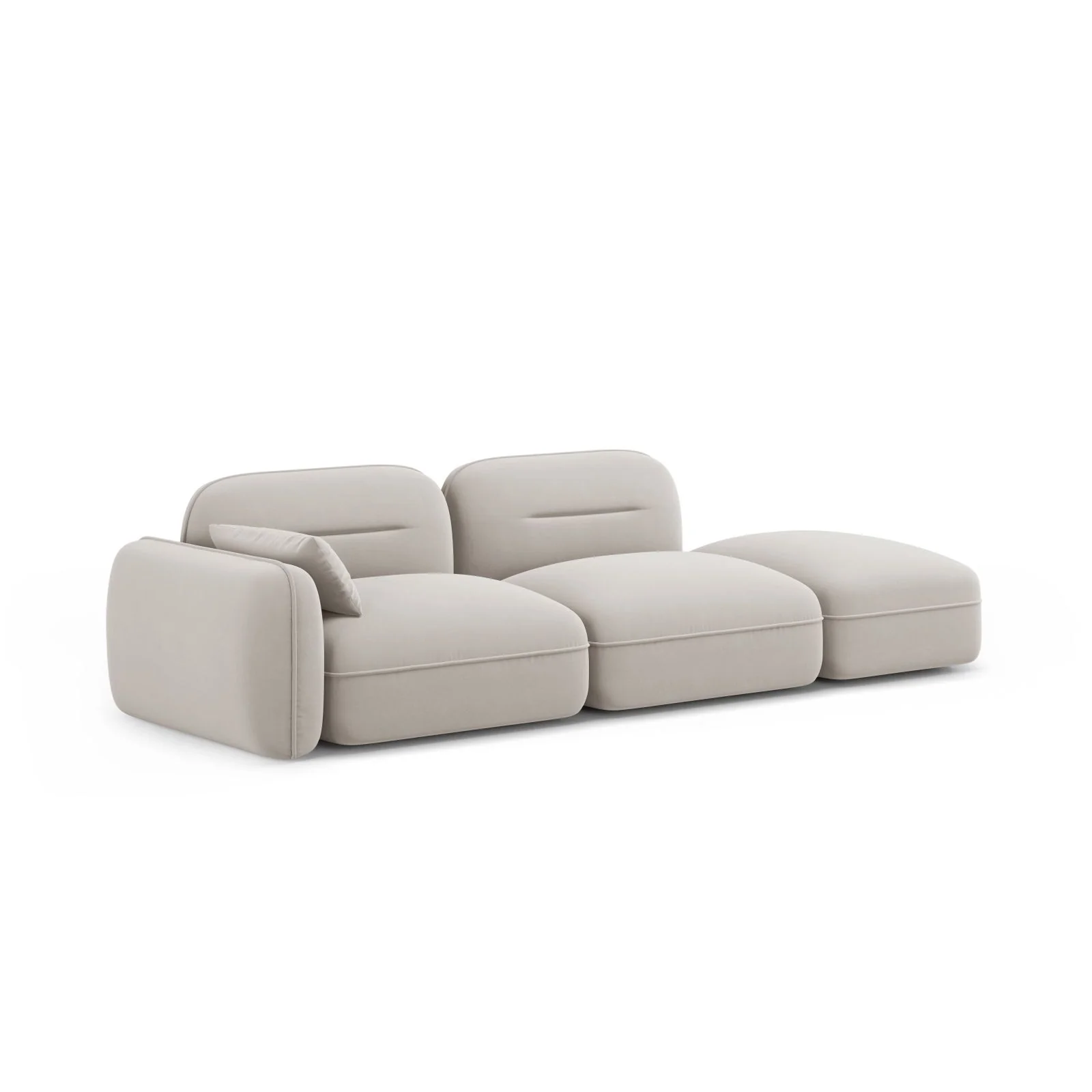 Sydney Modulares 3-Sitzer Sofa, Rechte Seite, aus Samt, 295x90 cm - Image 10