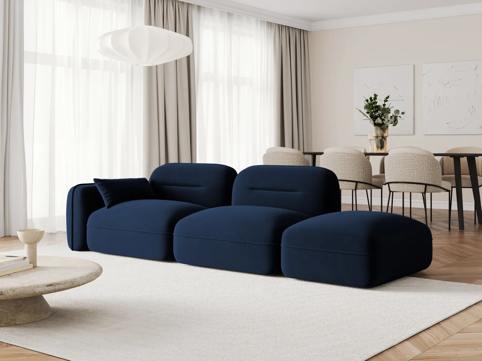 Sydney Modulares 3-Sitzer Sofa, Rechte Seite, aus Samt, 295x90 cm - Image 38