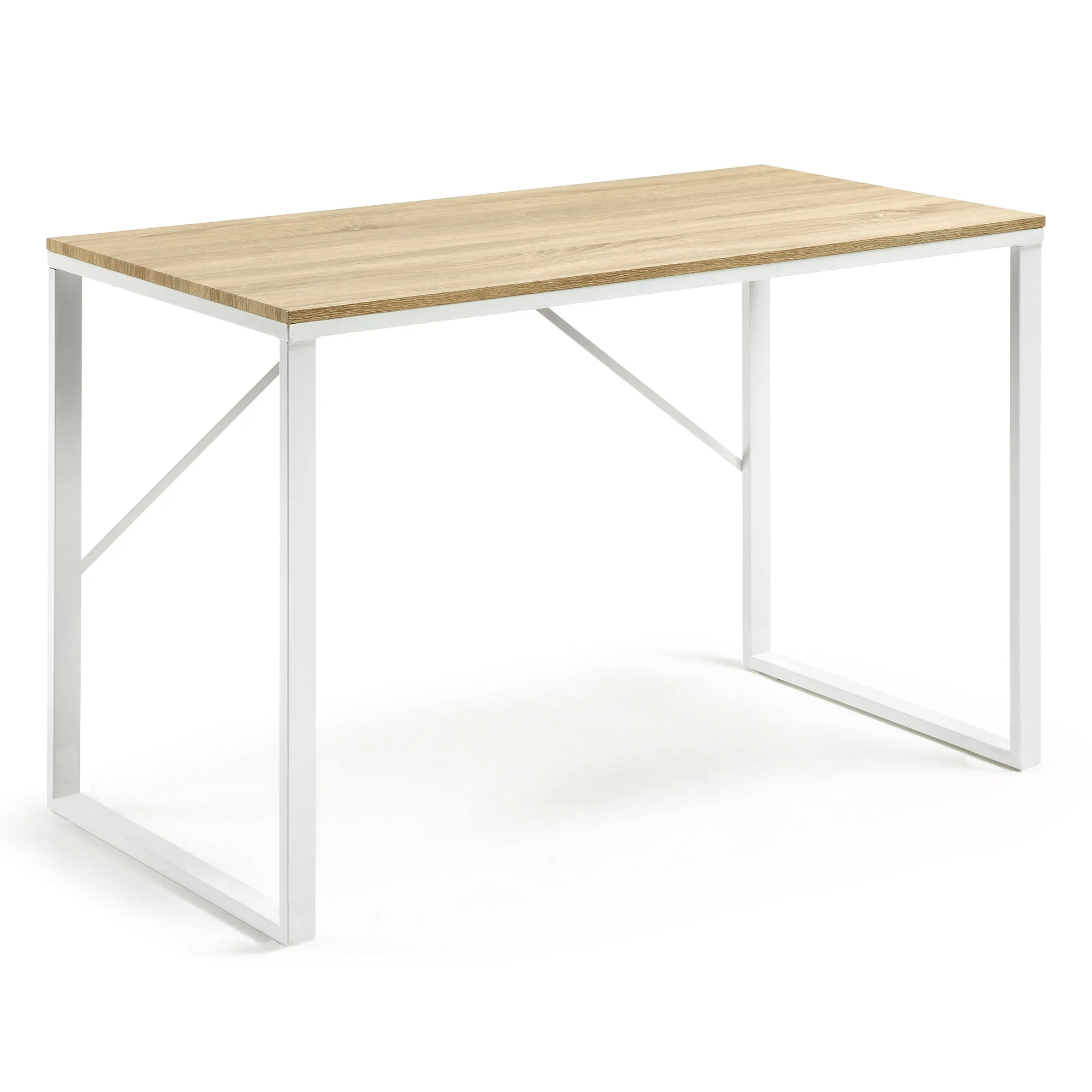 Talbot Schreibtisch aus Melamin natur und Stahlbeinen mit weißem Finish 120 x 60 cm - Image 4