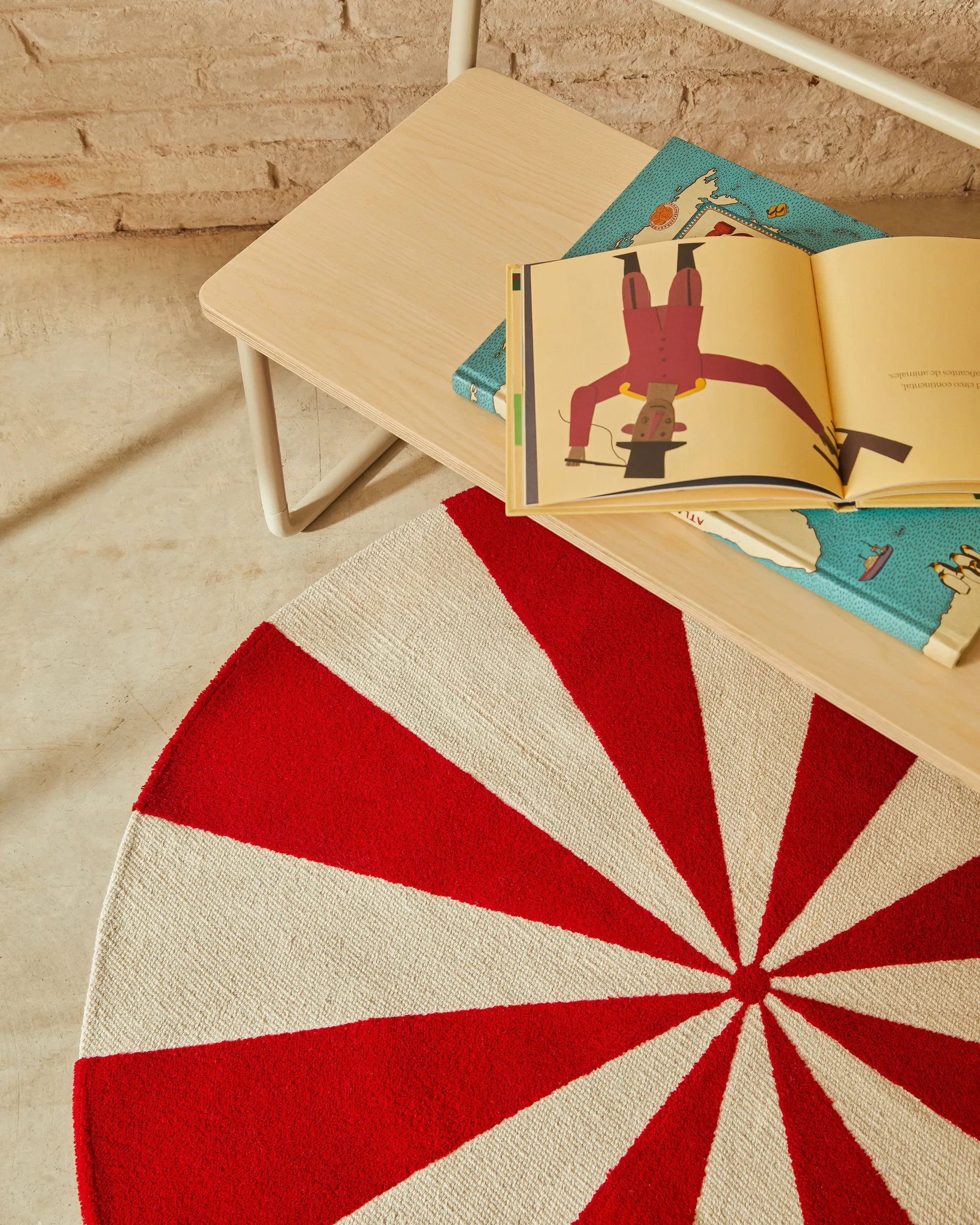 Teppich Wirla 100% Baumwolle beige und rot Ø 100 cm - Image 2