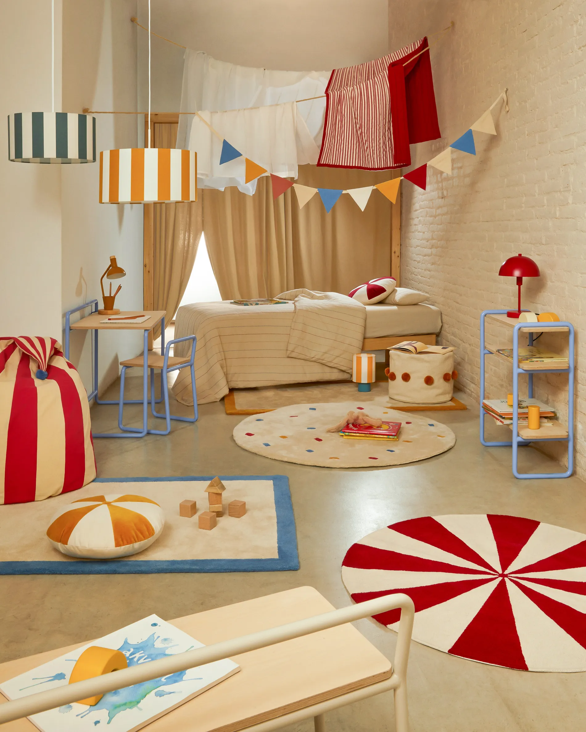 Teppich Wirla 100% Baumwolle beige und rot Ø 100 cm - Image 3