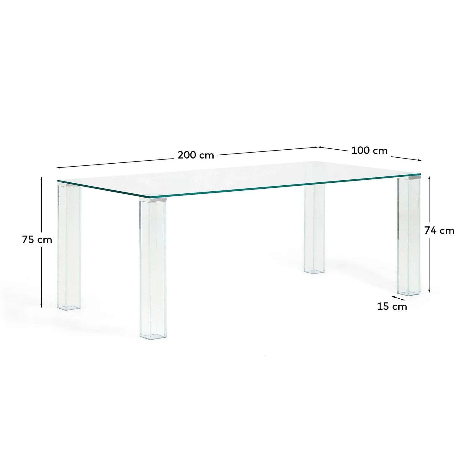 Tisch Adularia aus Einscheiben-Sicherheitsglas, 200 x 100 cm - Image 3