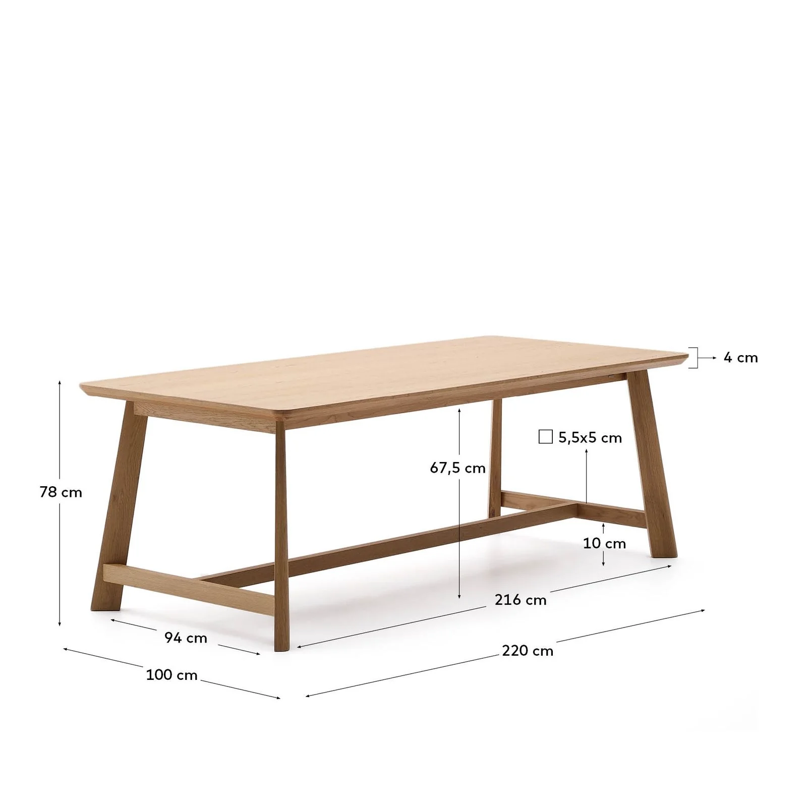 Tisch Idun aus furniertem und massivem Eichenholz mit Finish in natürlichem Farbton FSC Mix Credit 220 x 100 cm - Image 7