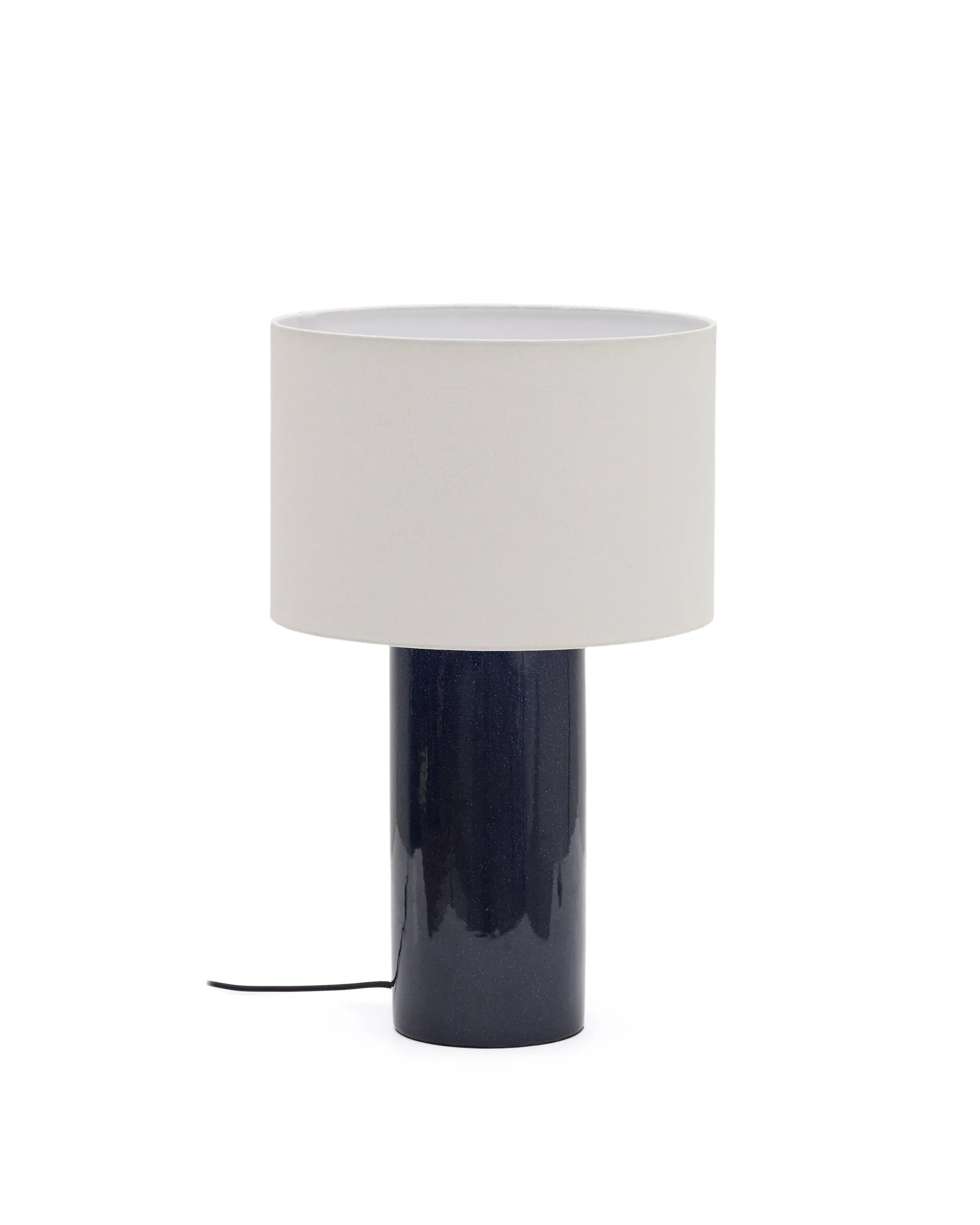 Tischlampe Toneric aus Keramik mit blauem Finish und Baumwolle