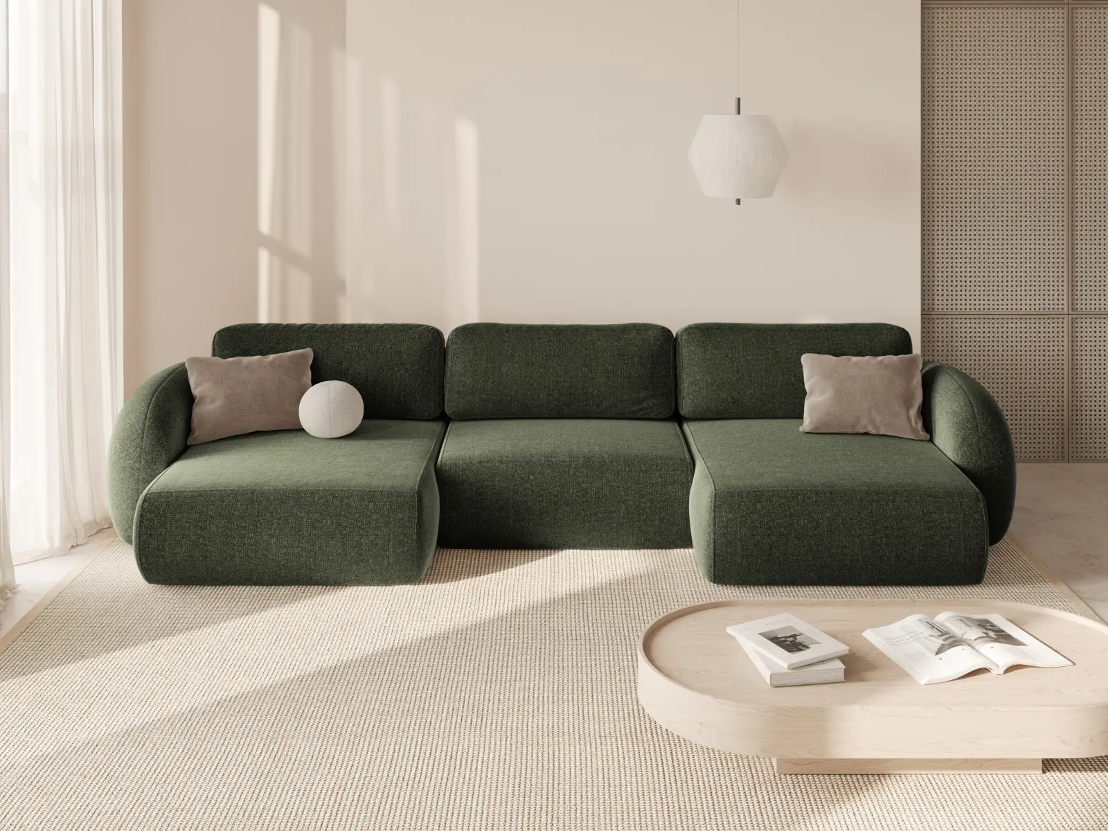 Tonale 5-Sitzer Panorama Sofa aus Chenille, 362x149x88 cm - Image 23