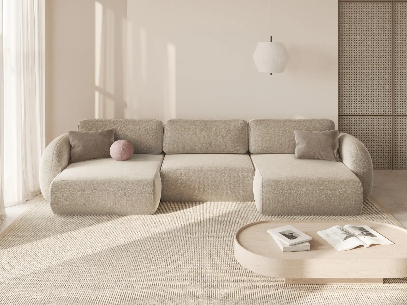Tonale 5-Sitzer Panorama Sofa aus Chenille, 362x149x88 cm - Image 9