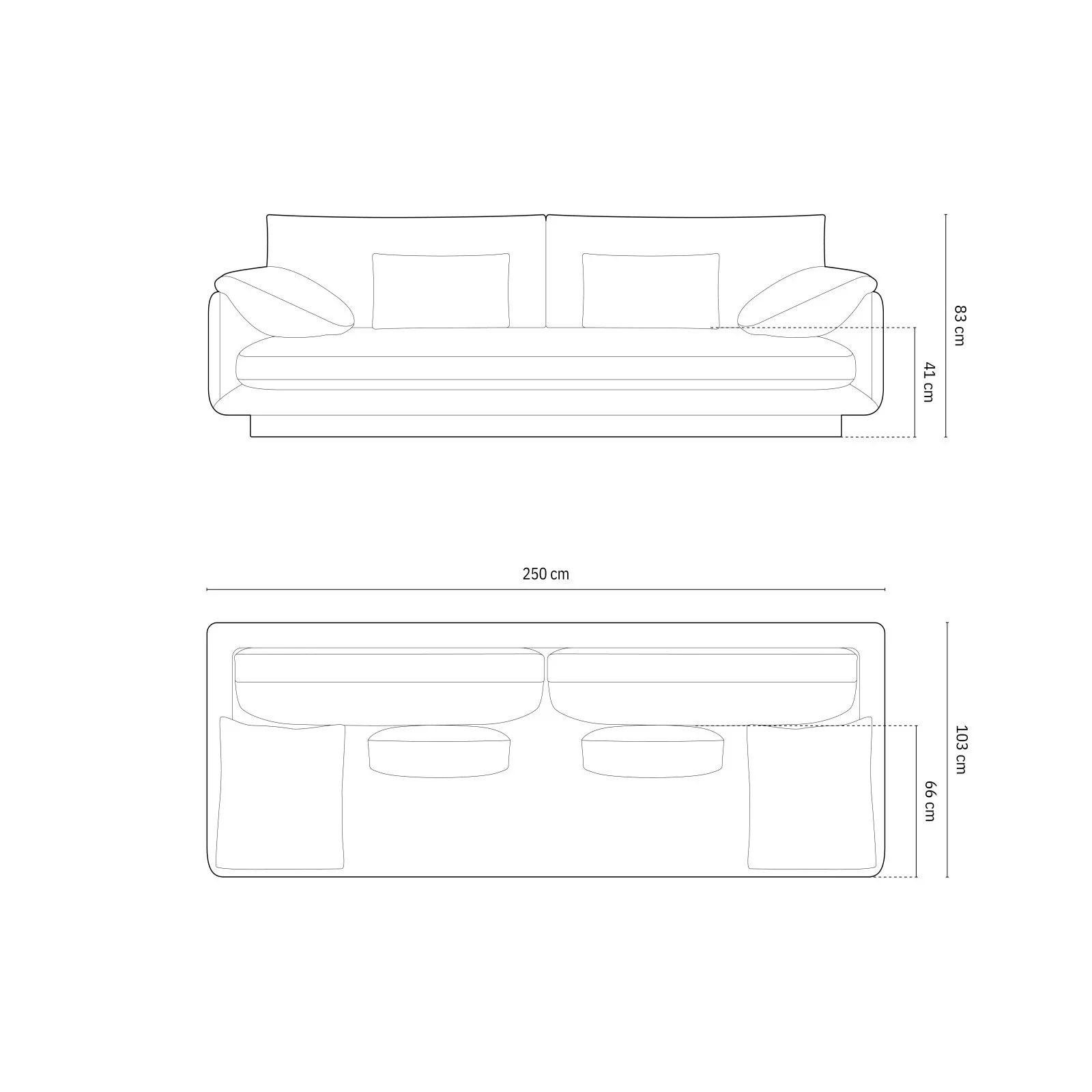 Torino 4-Sitzer Sofa aus Samt oder Strukturstoff, 250x103 cm - Image 4