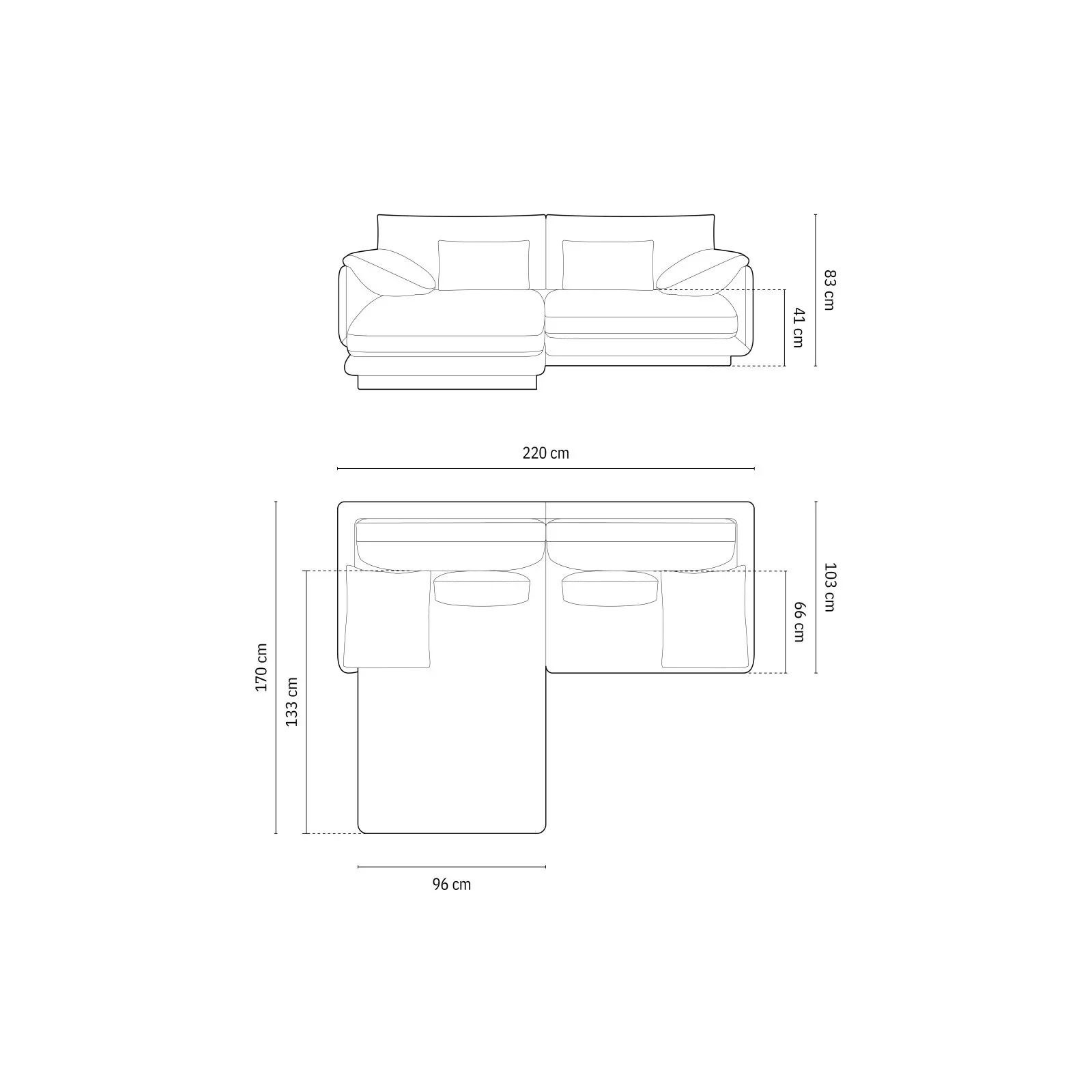 Torino Ecksofa, Linke Seite, aus Samt oder Strukturstoff, 220x170 cm - Image 5