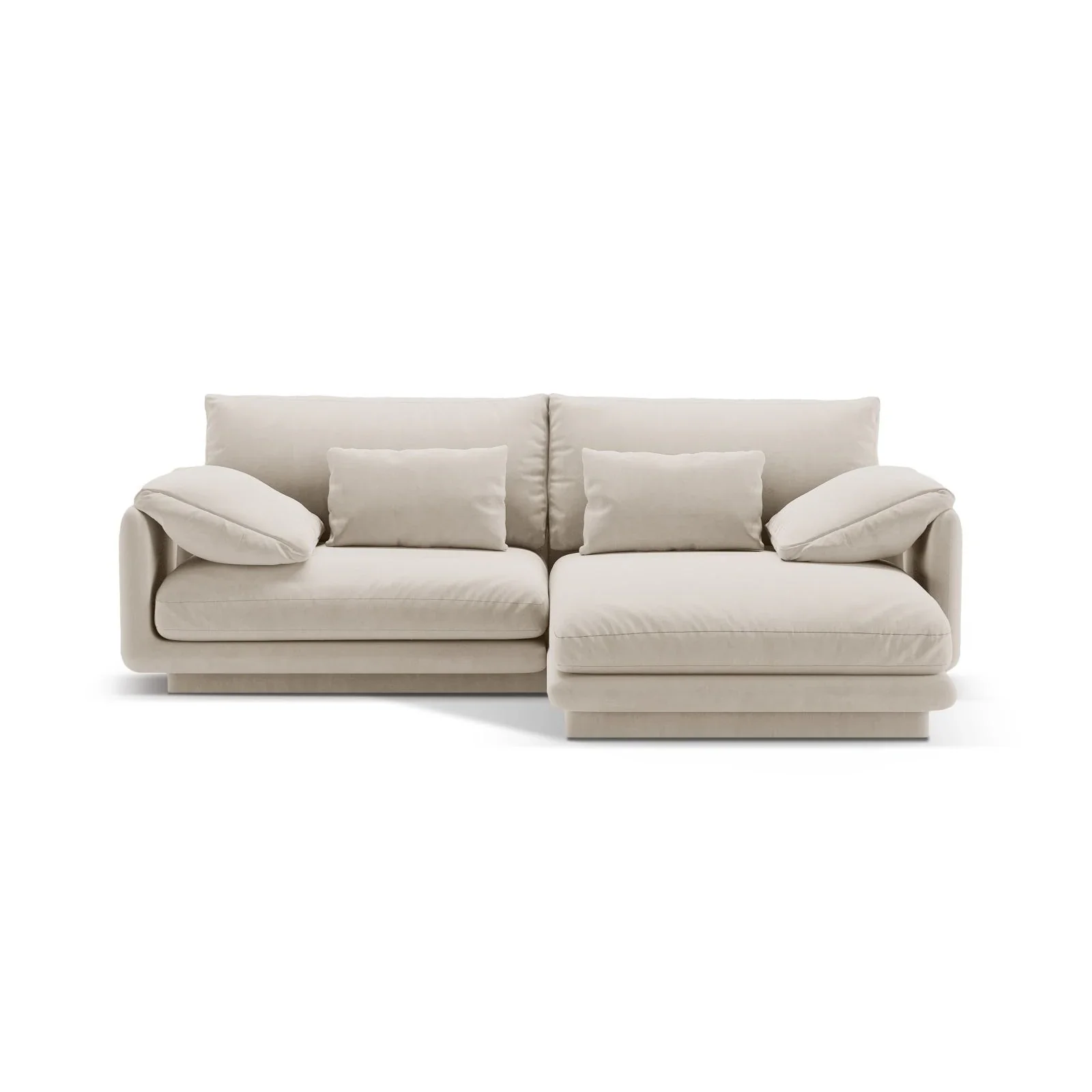 Torino Ecksofa, Rechte Seite, aus Samt oder Strukturstoff, 220x170 cm