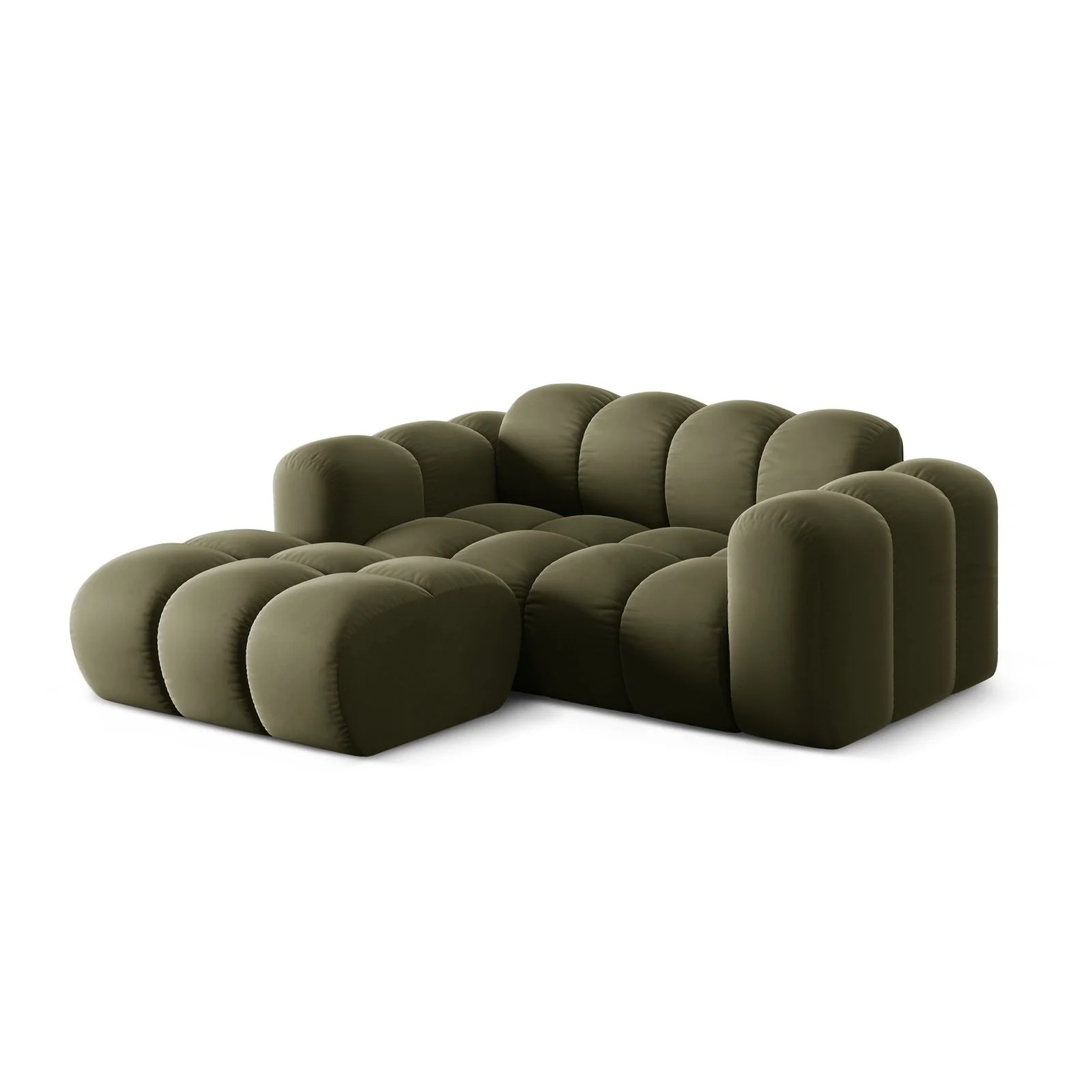 Treno 2-Sitzer Ecksofa, Linke Seite, aus Samt oder Chenille, 180x164 cm - Image 54
