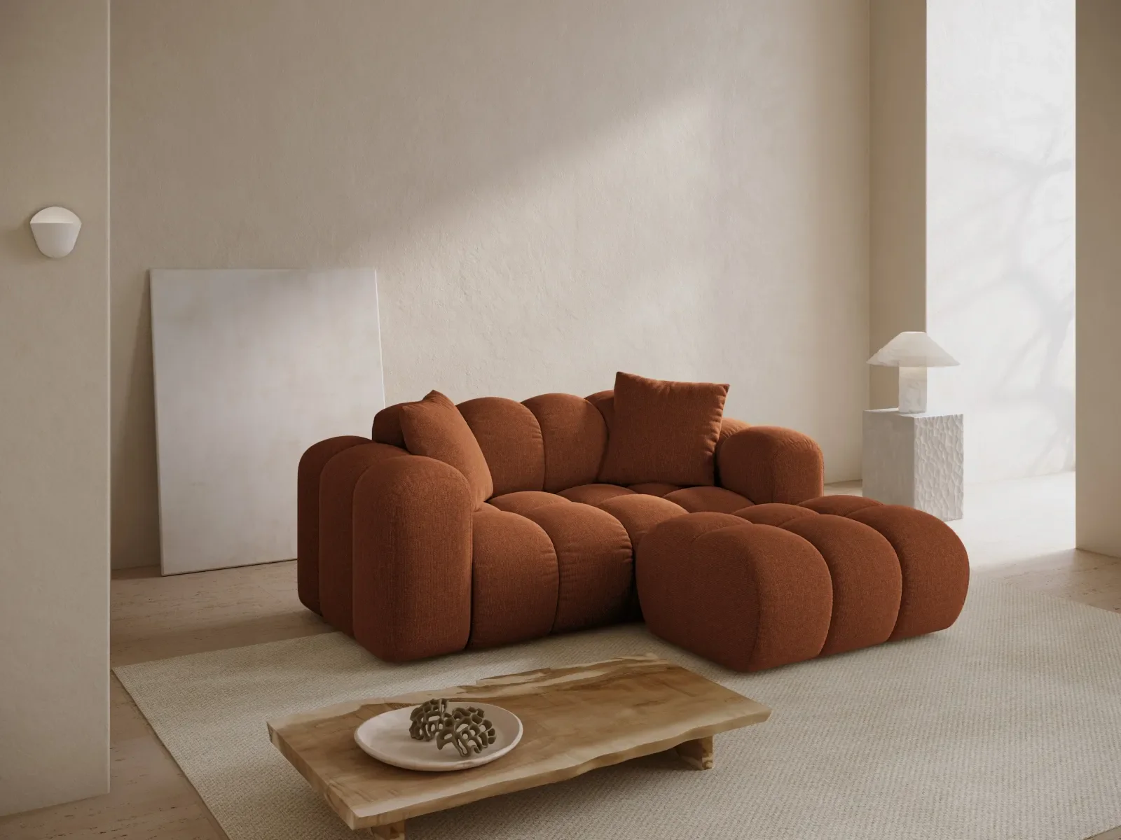 Treno 2-Sitzer Ecksofa, Rechte Seite, aus Samt oder Chenille, 180x164 cm - Image 14