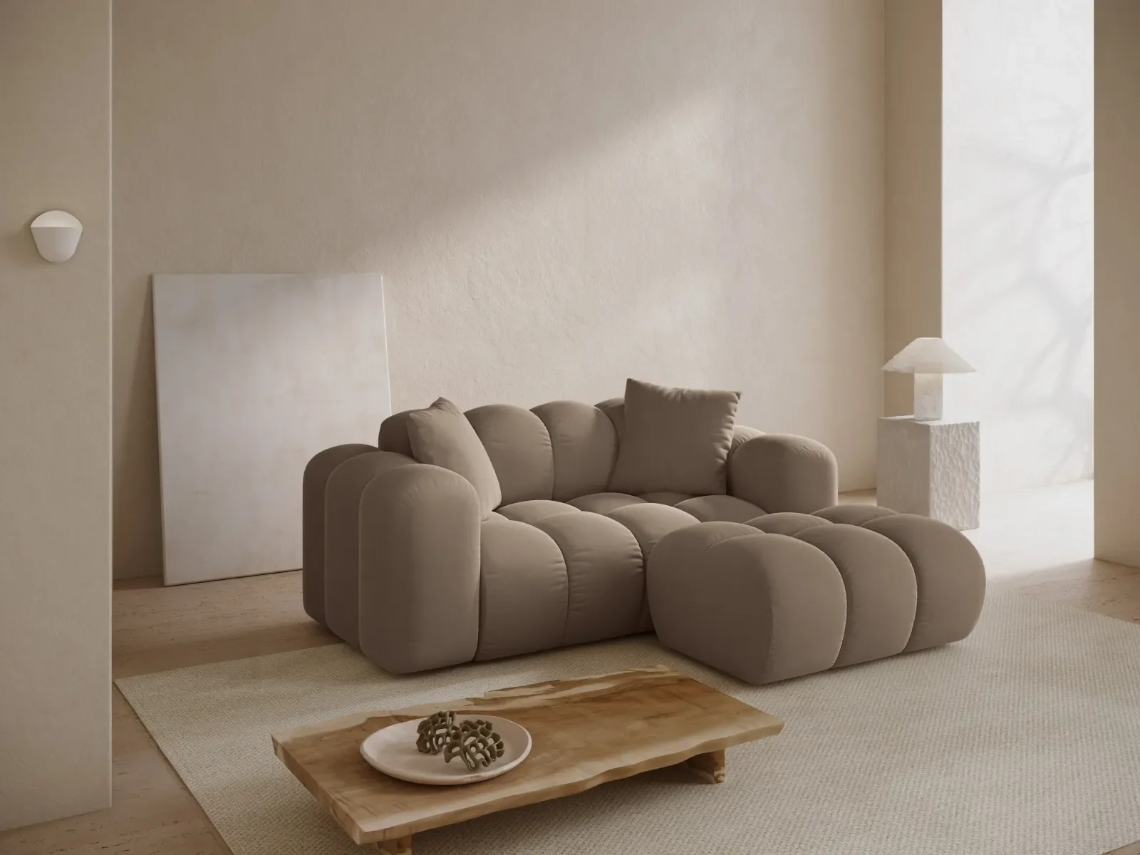 Treno 2-Sitzer Ecksofa, Rechte Seite, aus Samt oder Chenille, 180x164 cm - Image 45