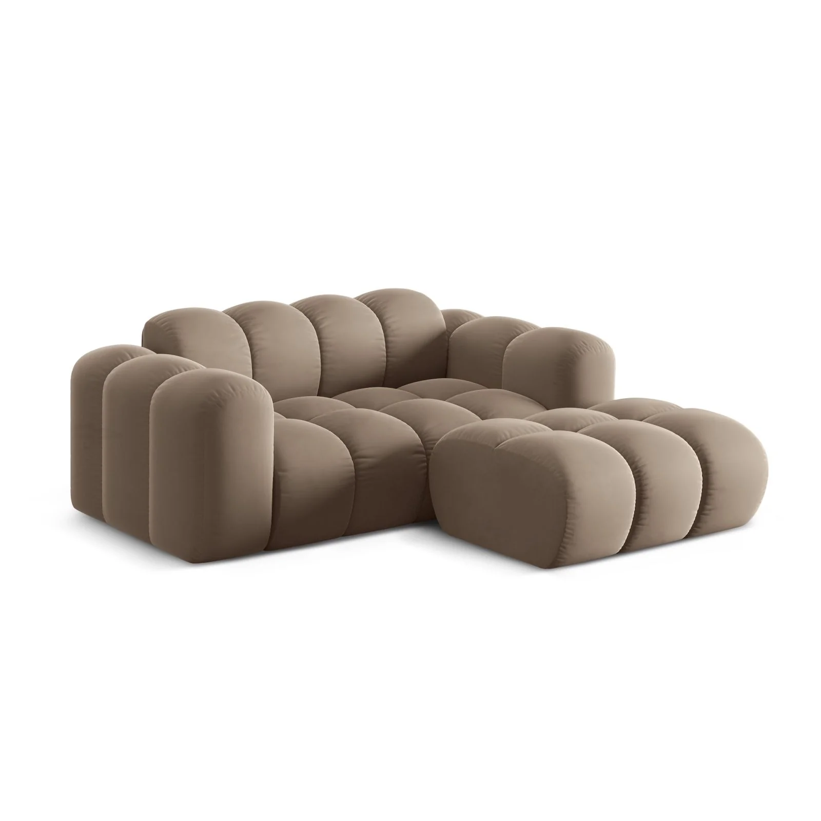 Treno 2-Sitzer Ecksofa, Rechte Seite, aus Samt oder Chenille, 180x164 cm - Image 47