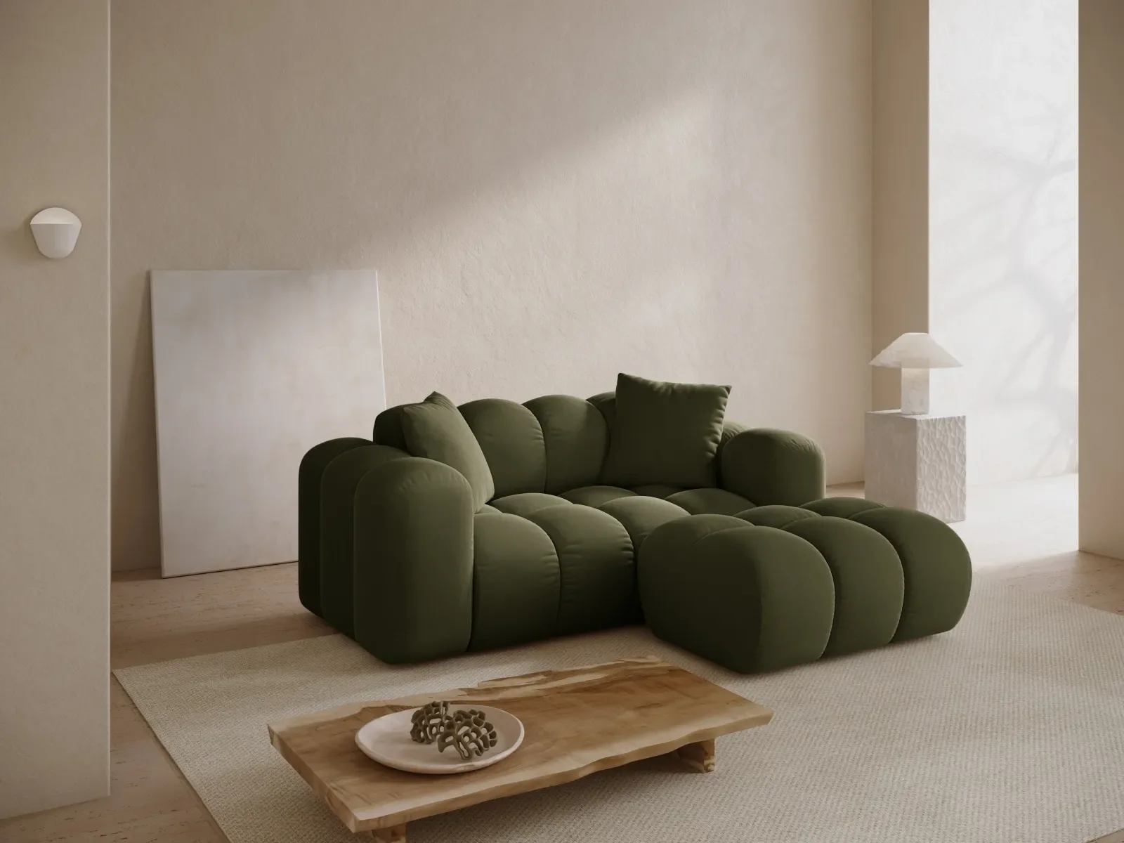 Treno 2-Sitzer Ecksofa, Rechte Seite, aus Samt oder Chenille, 180x164 cm - Image 52