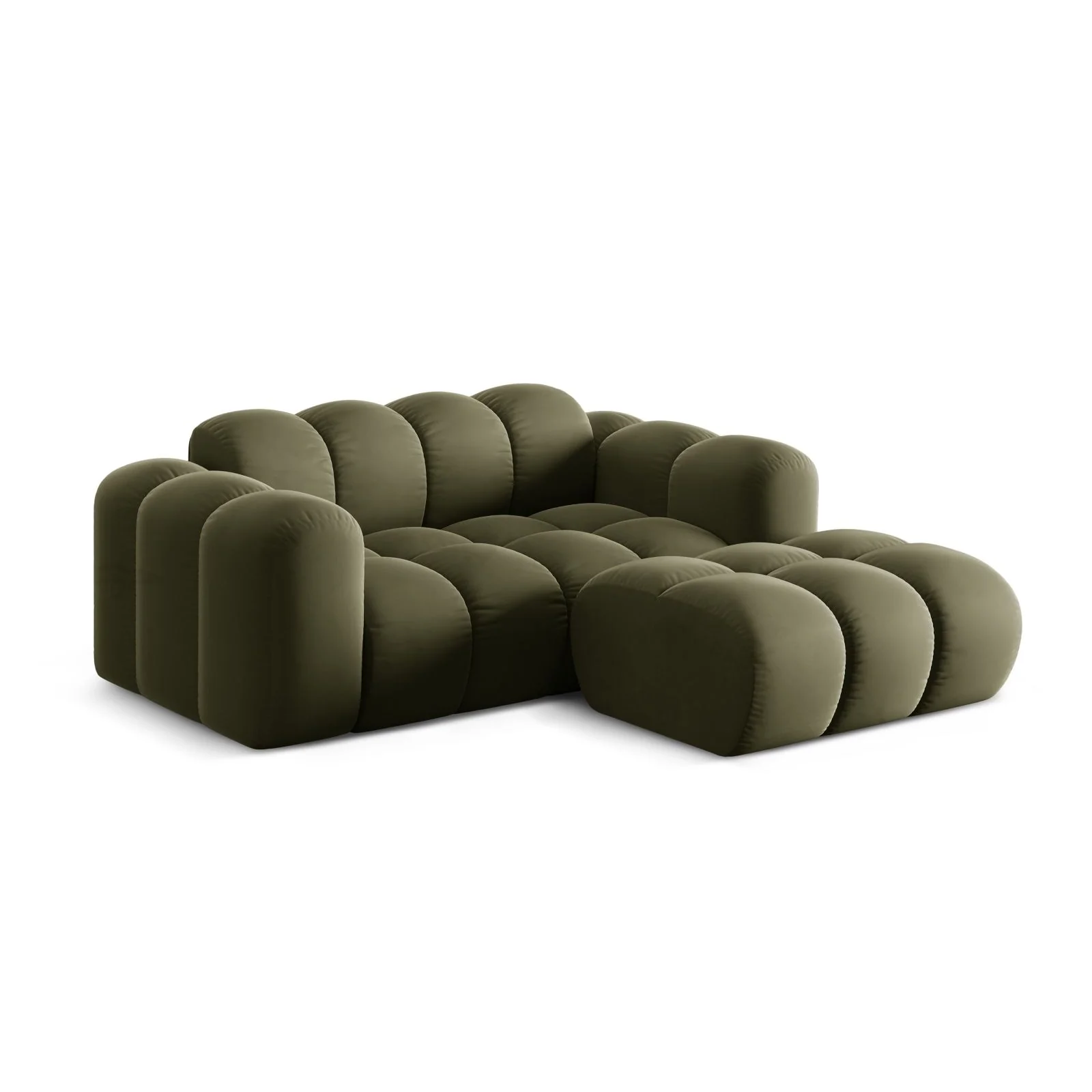 Treno 2-Sitzer Ecksofa, Rechte Seite, aus Samt oder Chenille, 180x164 cm - Image 54