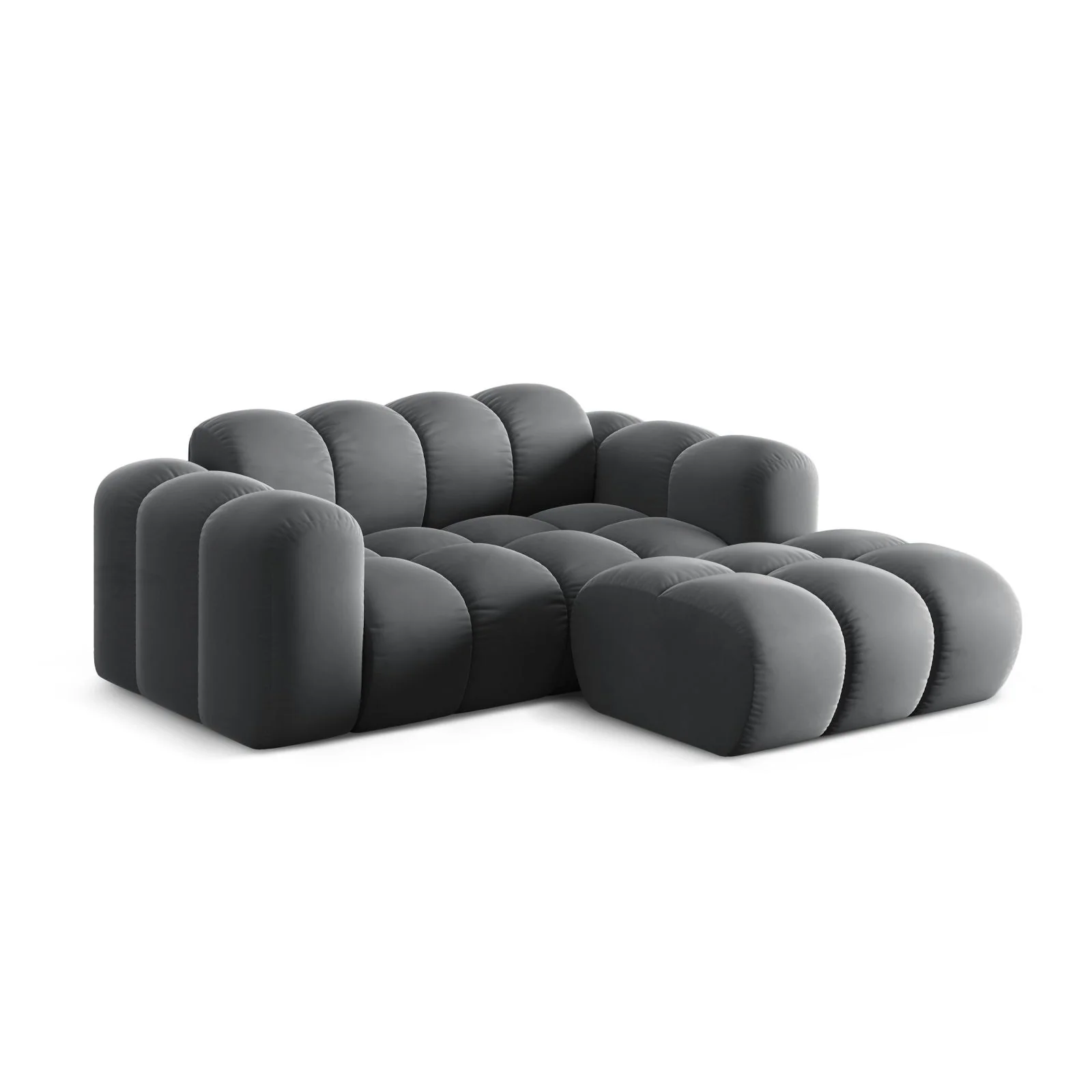 Treno 2-Sitzer Ecksofa, Rechte Seite, aus Samt oder Chenille, 180x164 cm - Image 68