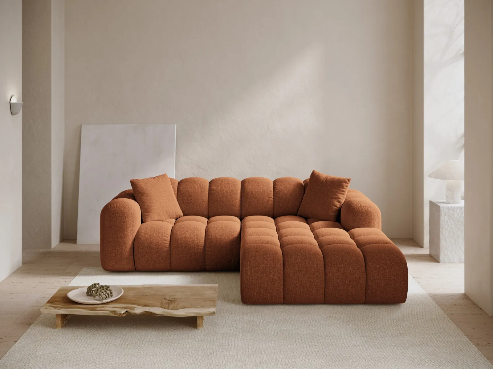 Treno 3-Sitzer Ecksofa, Rechte Seite, aus Samt oder Chenille, 240x184x70 cm - Image 14