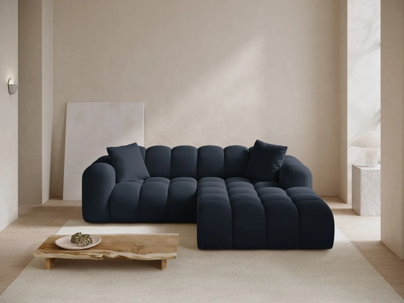 Treno 3-Sitzer Ecksofa, Rechte Seite, aus Samt oder Chenille, 240x184x70 cm - Image 59