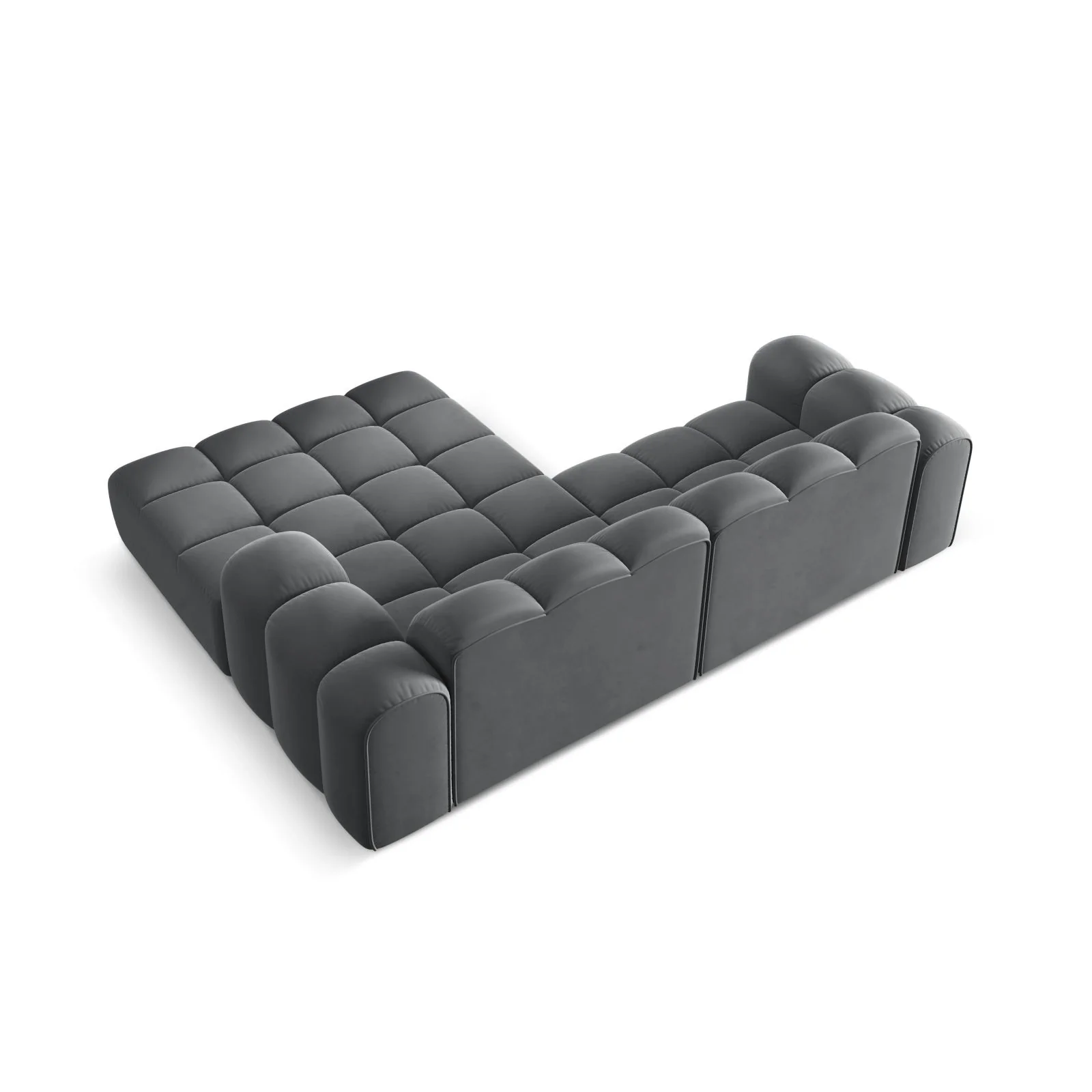 Treno 3-Sitzer Ecksofa, Rechte Seite, aus Samt oder Chenille, 240x184x70 cm - Image 70