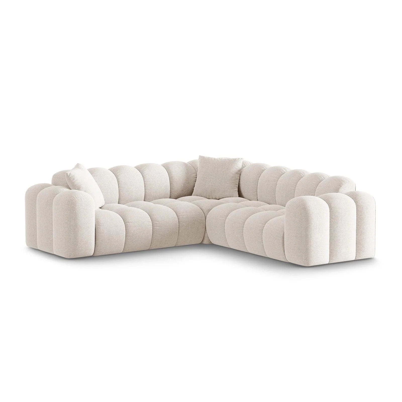 Treno 3-Sitzer Ecksofa, symmetrisch, aus Samt oder Chenille, 240x240x70 cm