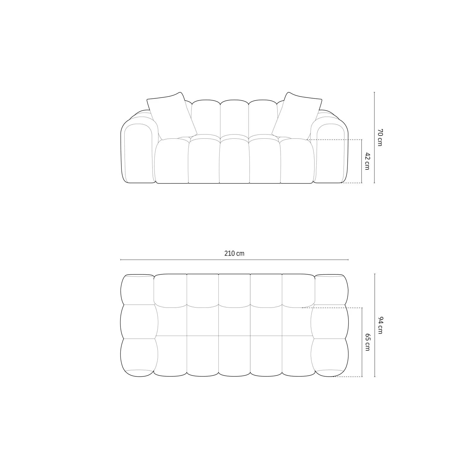 Treno 3-Sitzer Sofa aus Samt oder Chenille, 210x94x70 cm - Image 18