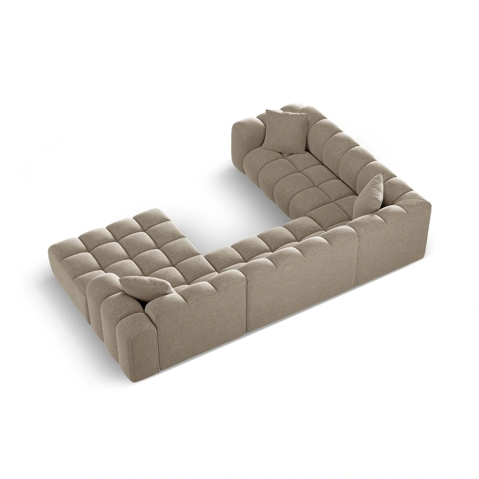 Treno 4-Sitzer Panorama Ecksofa, Linke Seite, aus Samt oder Chenille, 330x240x70 cm - Image 11