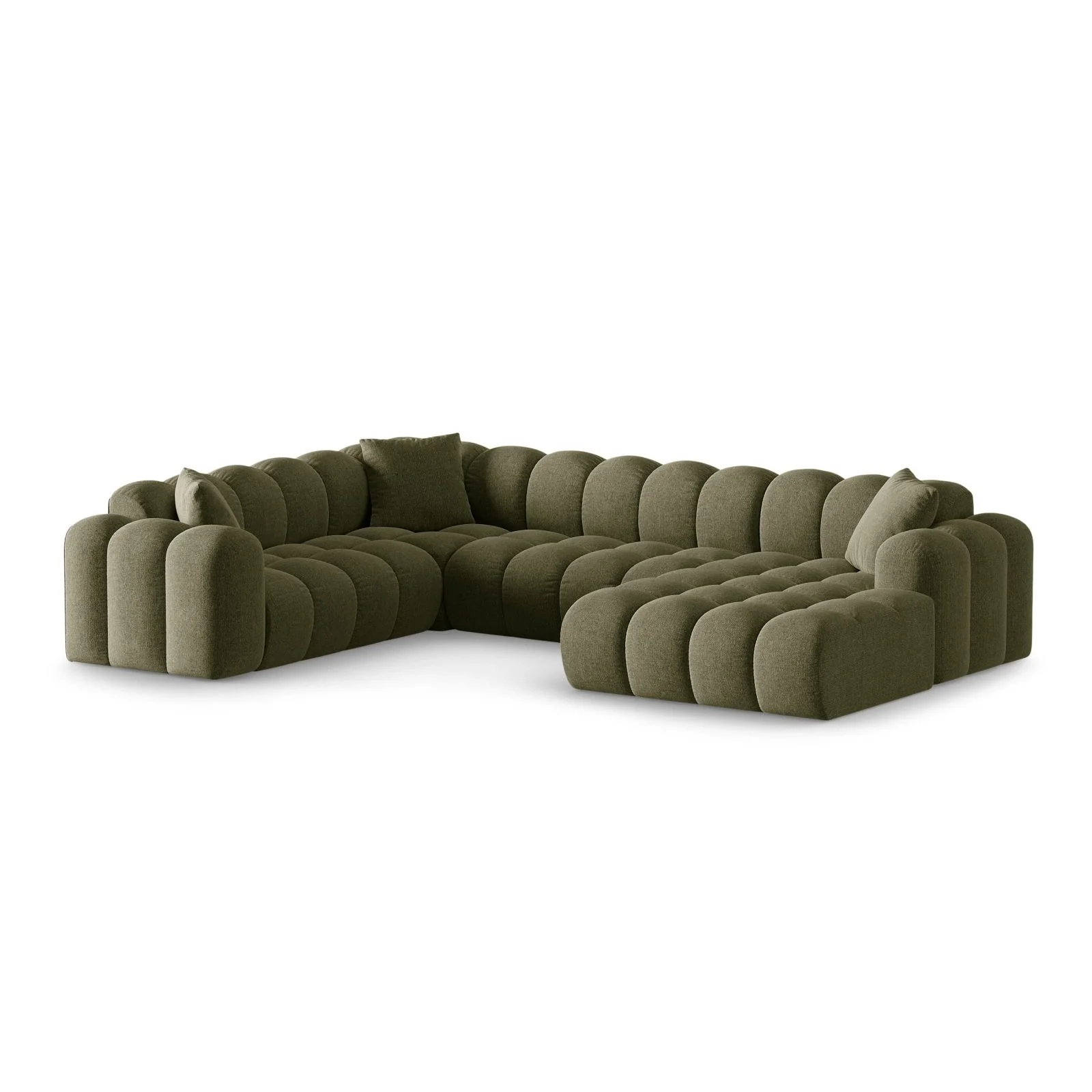 Treno 4-Sitzer Panorama Ecksofa, Linke Seite, aus Samt oder Chenille, 330x240x70 cm - Image 21