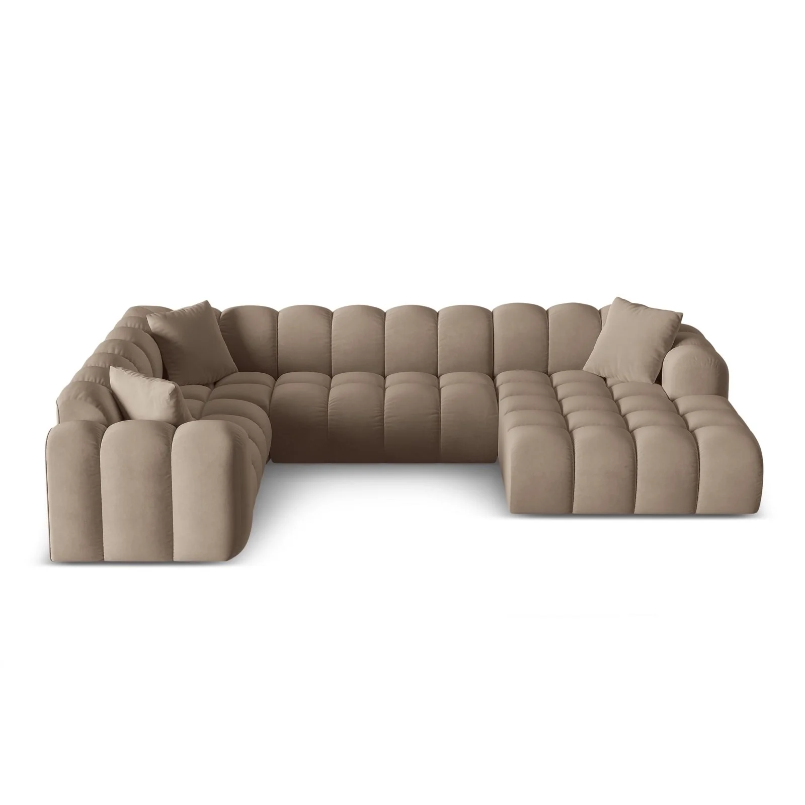 Treno 4-Sitzer Panorama Ecksofa, Linke Seite, aus Samt oder Chenille, 330x240x70 cm - Image 43