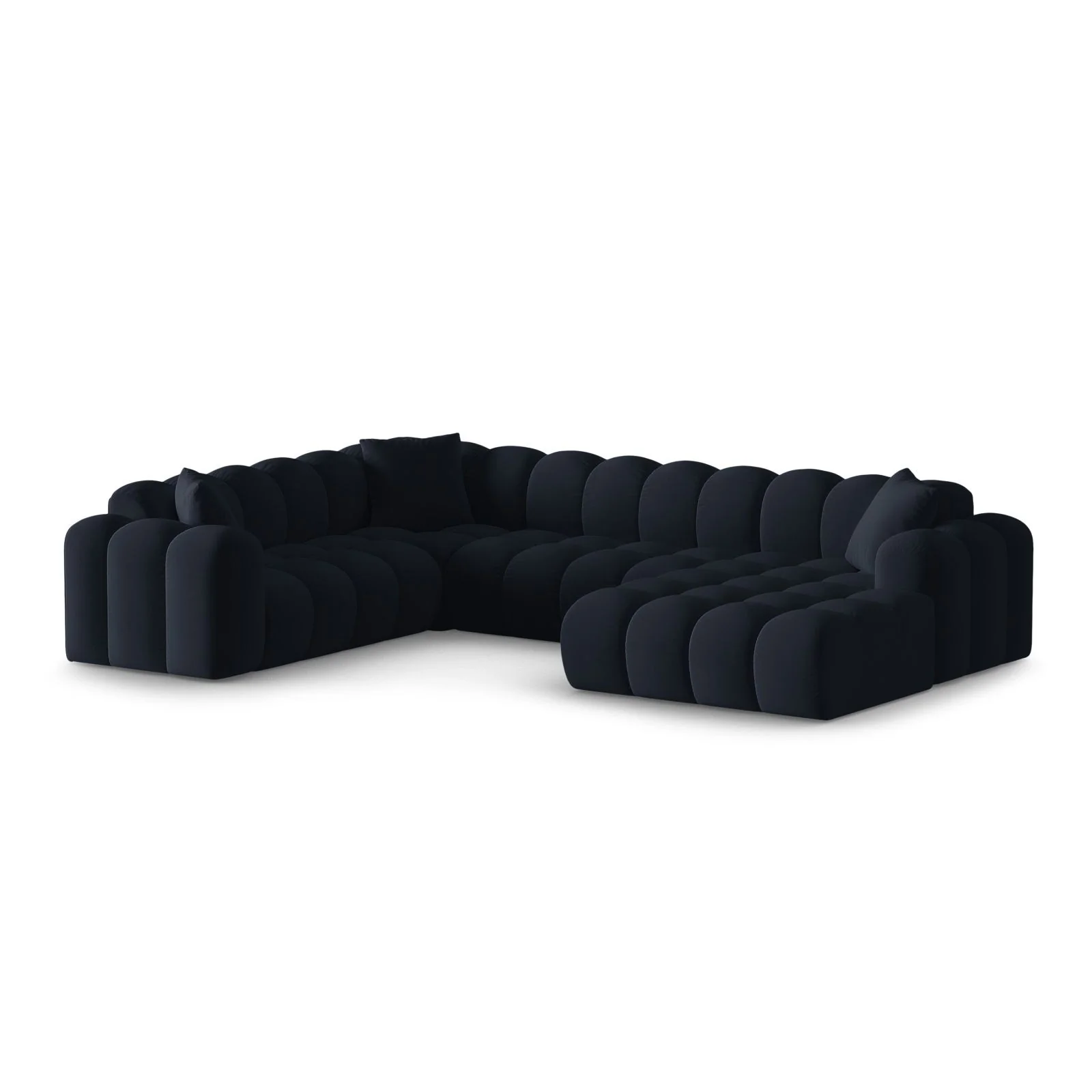 Treno 4-Sitzer Panorama Ecksofa, Linke Seite, aus Samt oder Chenille, 330x240x70 cm - Image 57