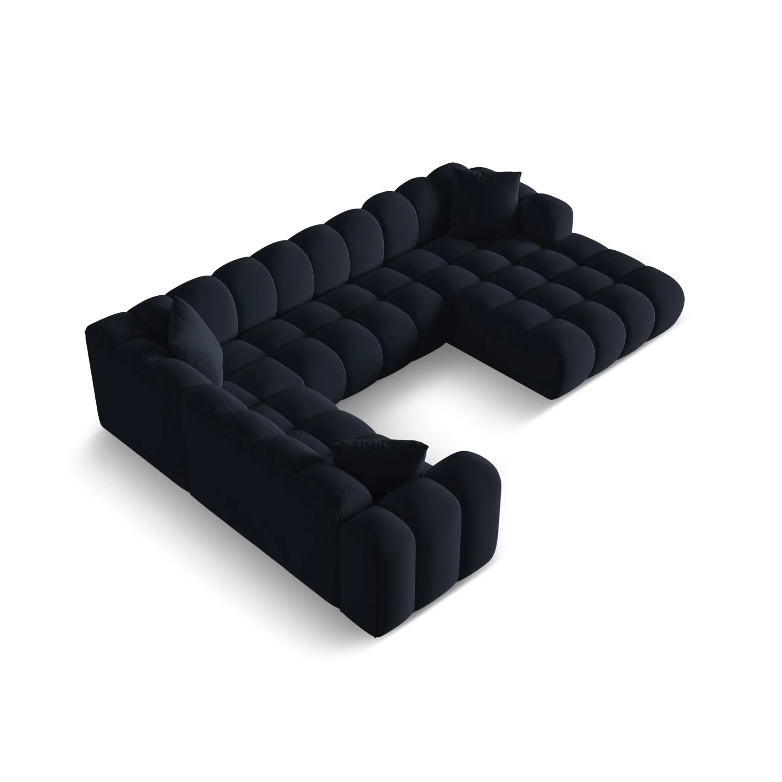 Treno 4-Sitzer Panorama Ecksofa, Linke Seite, aus Samt oder Chenille, 330x240x70 cm - Image 58