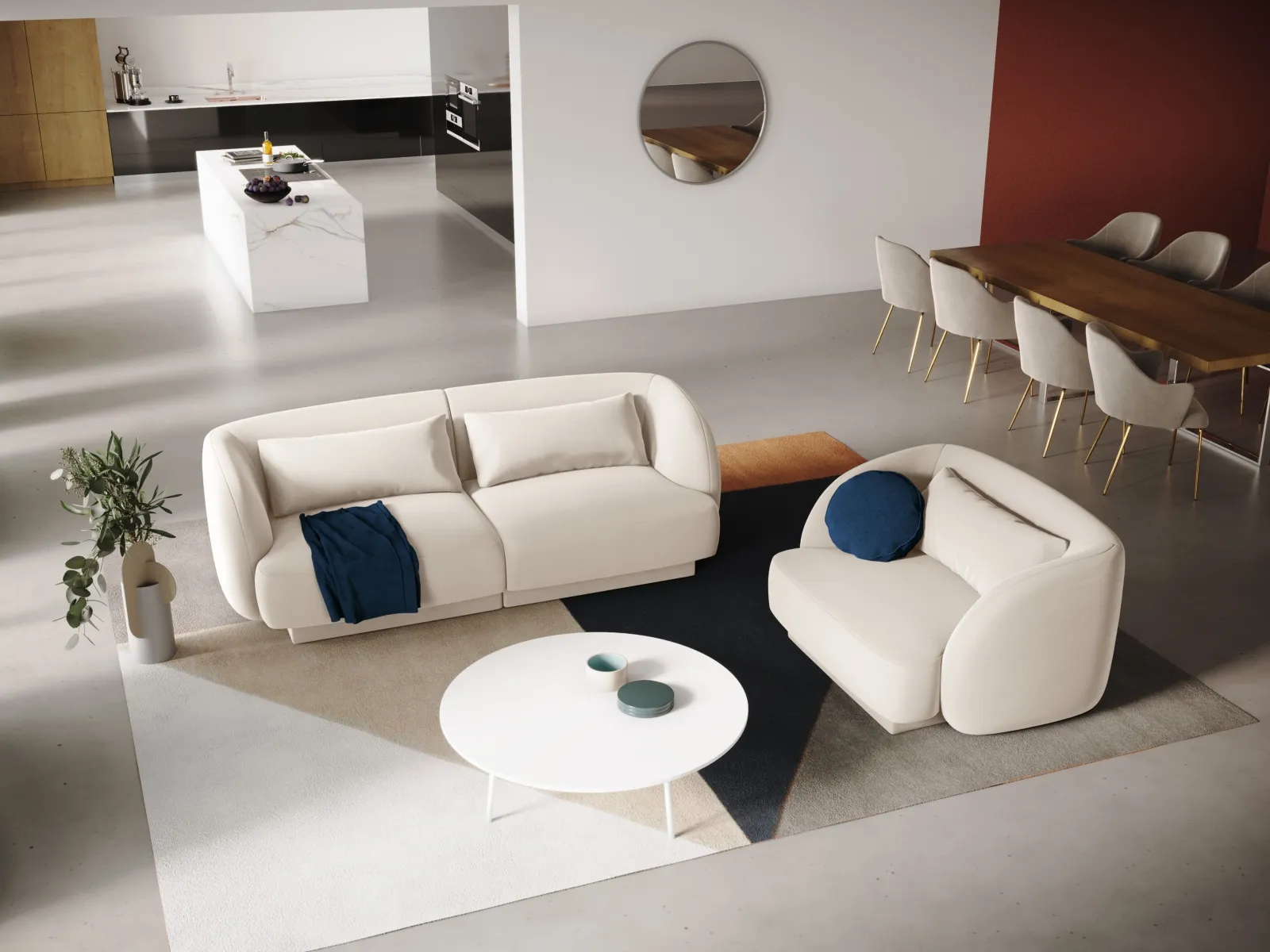 Tulum 2-Sitzer Sofa aus Samt oder Chenille, 180x90x70 cm - Image 37