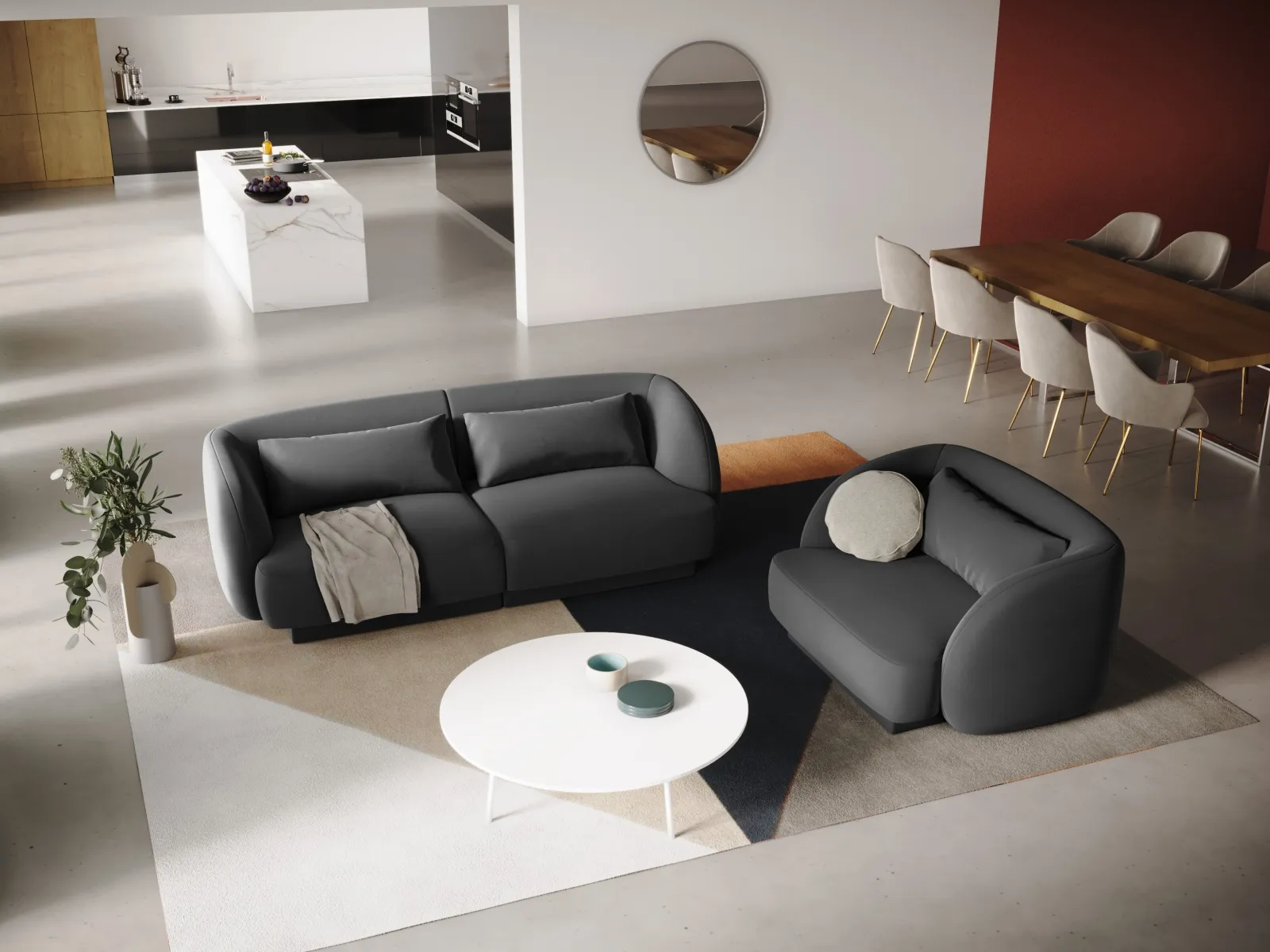 Tulum 2-Sitzer Sofa aus Samt oder Chenille, 180x90x70 cm - Image 55