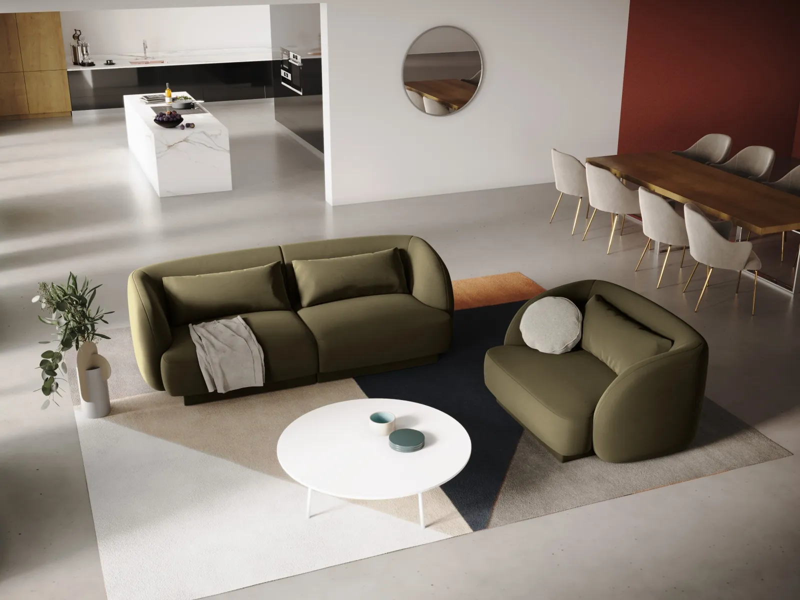 Tulum 2-Sitzer Sofa aus Samt oder Chenille, 180x90x70 cm - Image 79