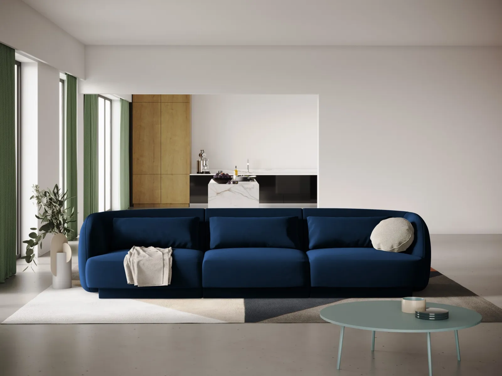 Tulum 3-Sitzer Sofa aus Samt oder Chenille, 255x90x70 cm - Image 43