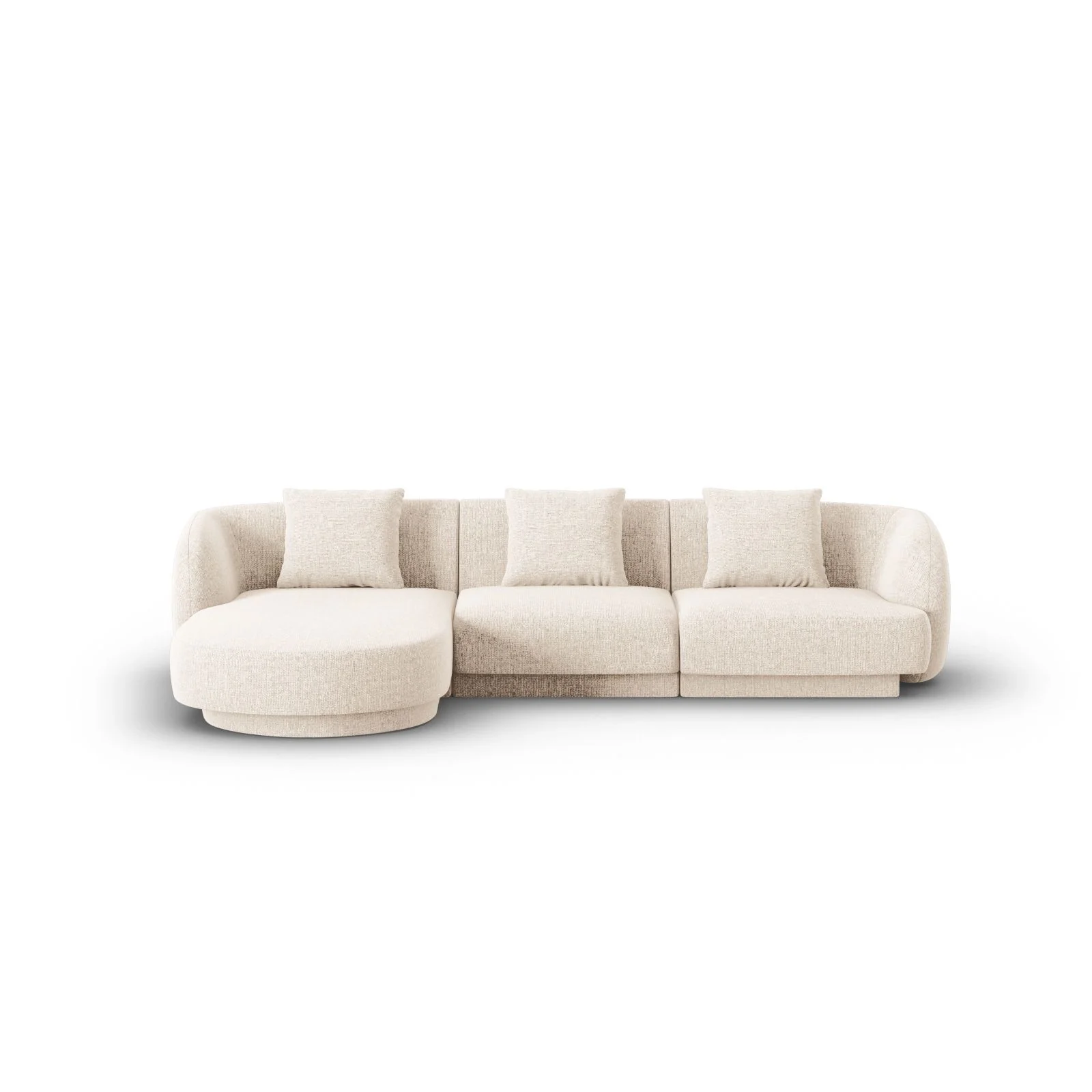 Tulum 4-Sitzer Ecksofa, Linke Seite, aus Samt oder Chenille, 255x156x70 cm