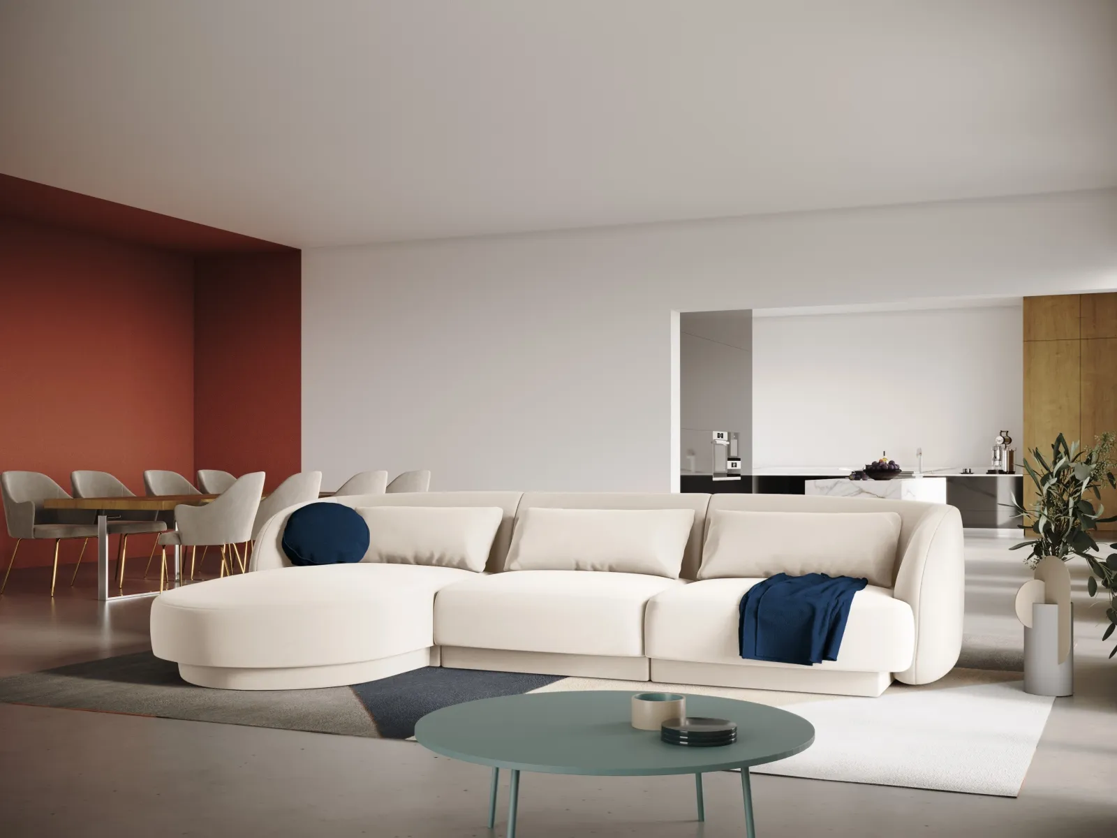 Tulum 4-Sitzer Ecksofa, Linke Seite, aus Samt oder Chenille, 255x156x70 cm - Image 37