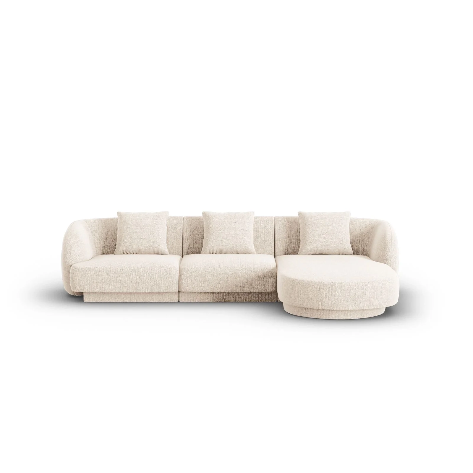 Tulum 4-Sitzer Ecksofa, Rechte Seite, aus Samt oder Chenille, 255x156x70 cm