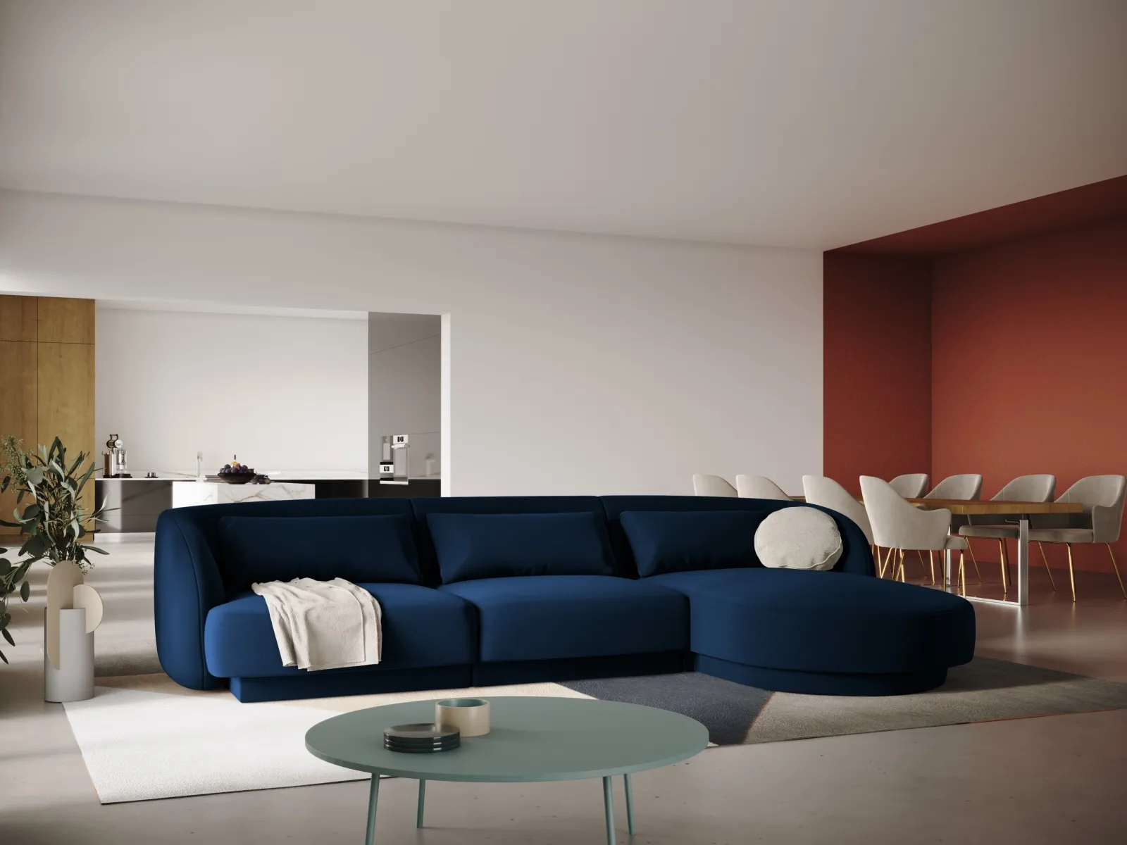 Tulum 4-Sitzer Ecksofa, Rechte Seite, aus Samt oder Chenille, 255x156x70 cm - Image 43